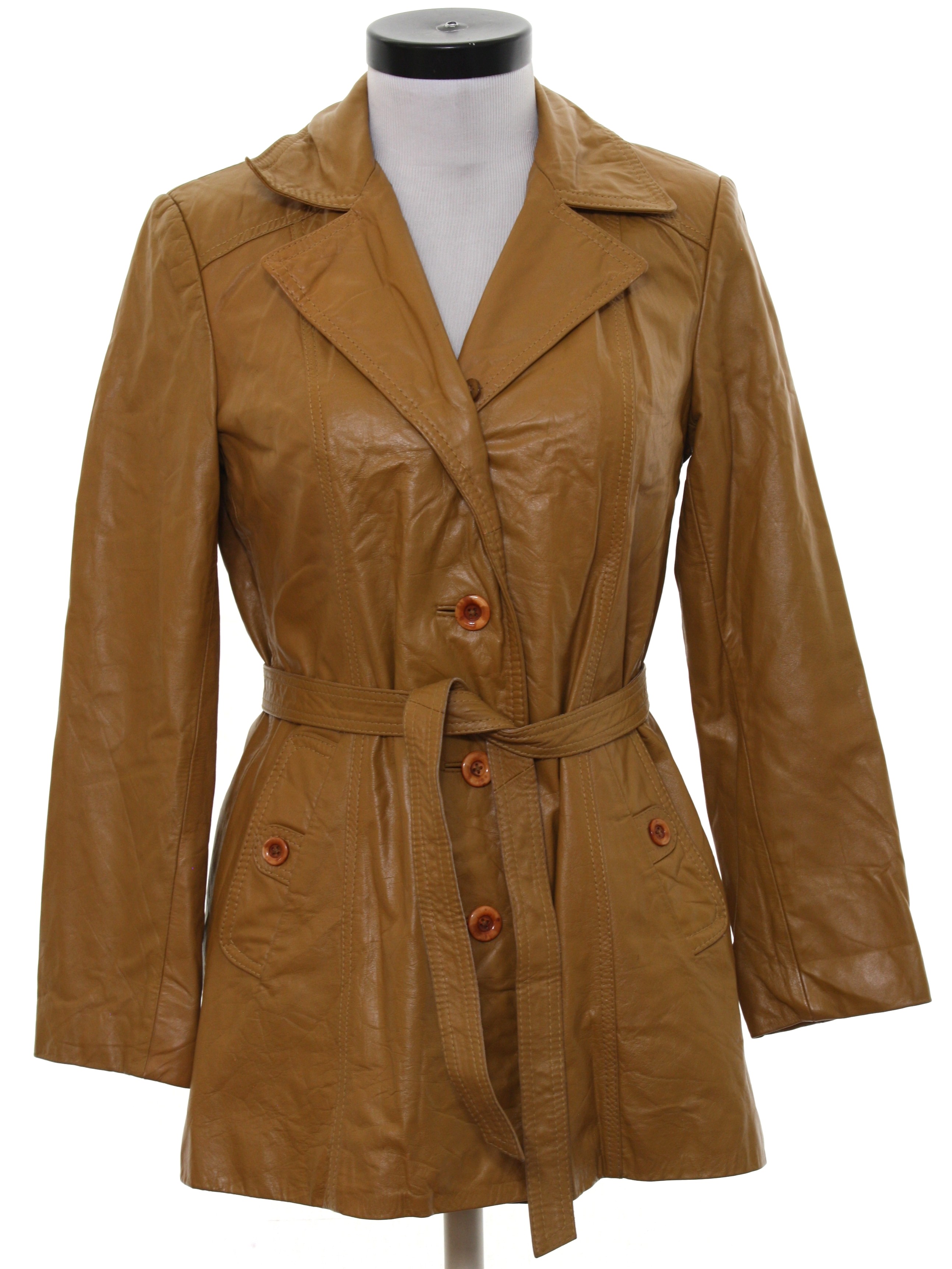 70s Retro Leather Jacket: 70s -Montgomery Ward- Womens light camel ...