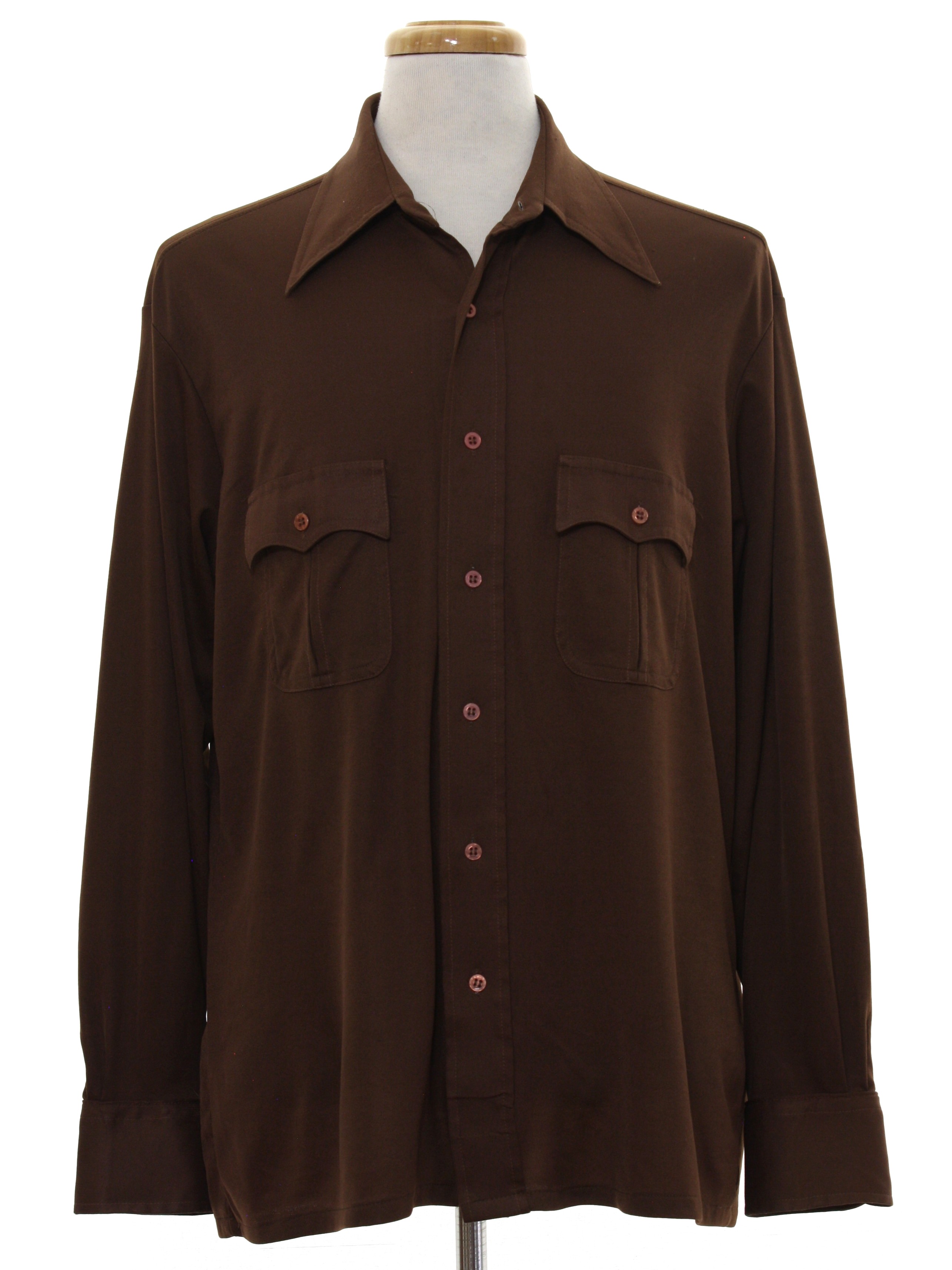 Vintage 1970's Western Shirt: 70s -Johnnie Owens- Mens chocolate brown ...