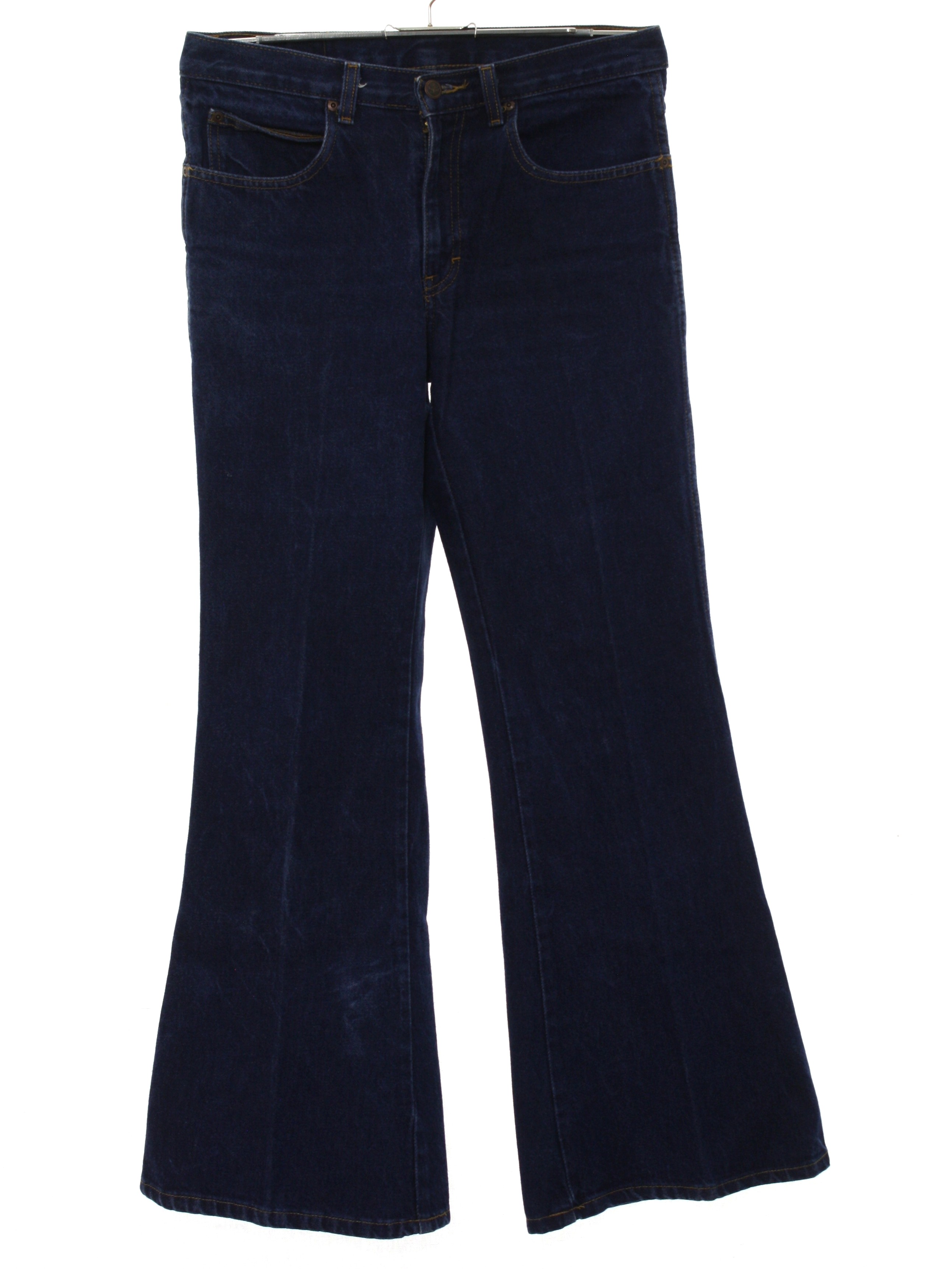 Retro 70's Bellbottom Pants: 70s -Shepler- Mens dark blue cotton denim ...