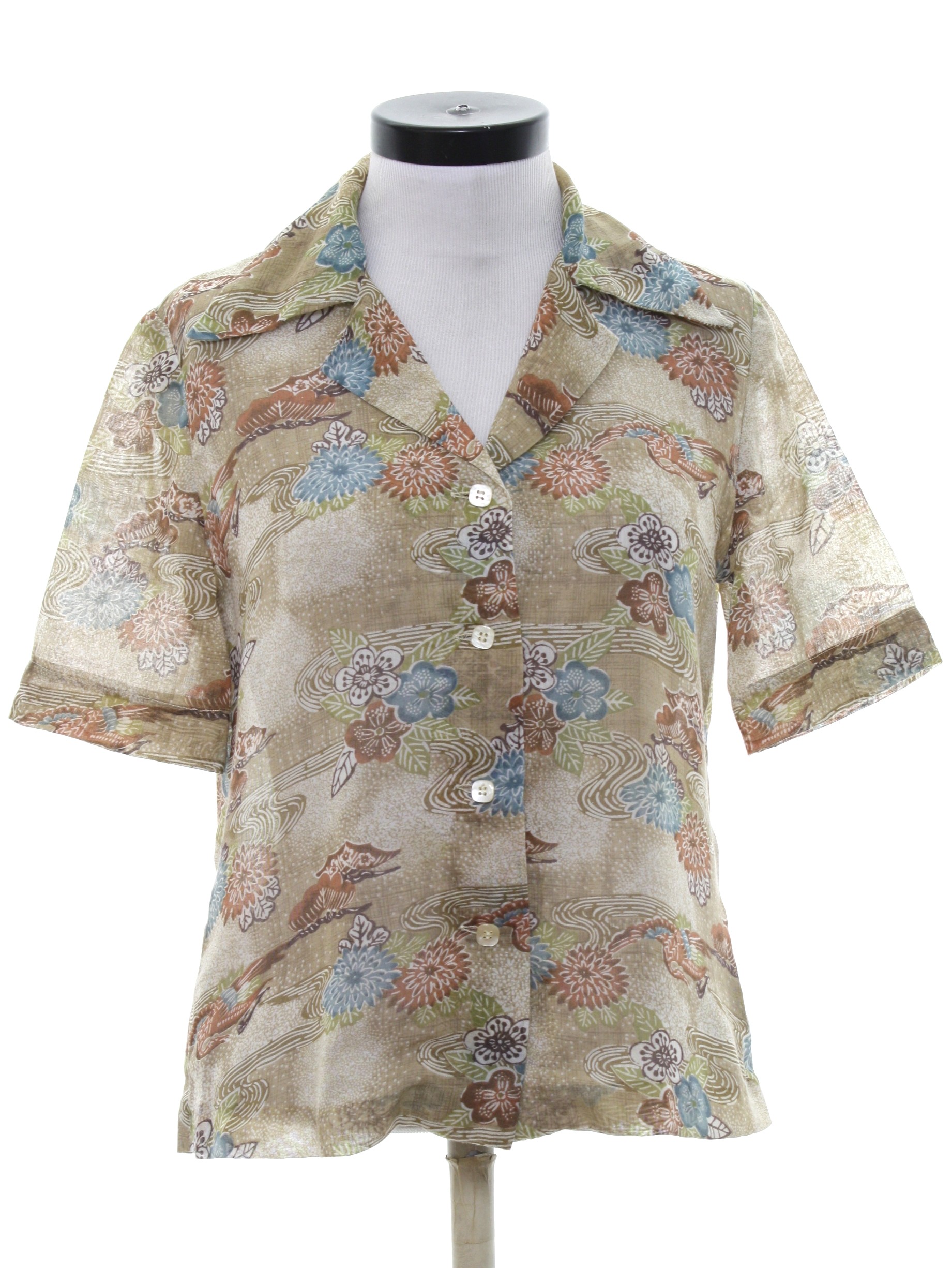 70s Vintage Home Sewn Print Disco Shirt: 70s -Home Sewn- Womens ...