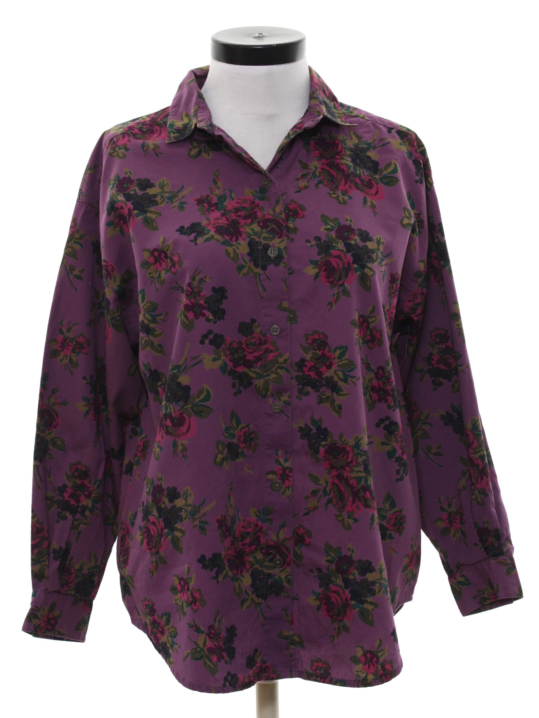 1980's Shirt (Eddie Bauer): 80s -Eddie Bauer- Womens dusty plum purple ...