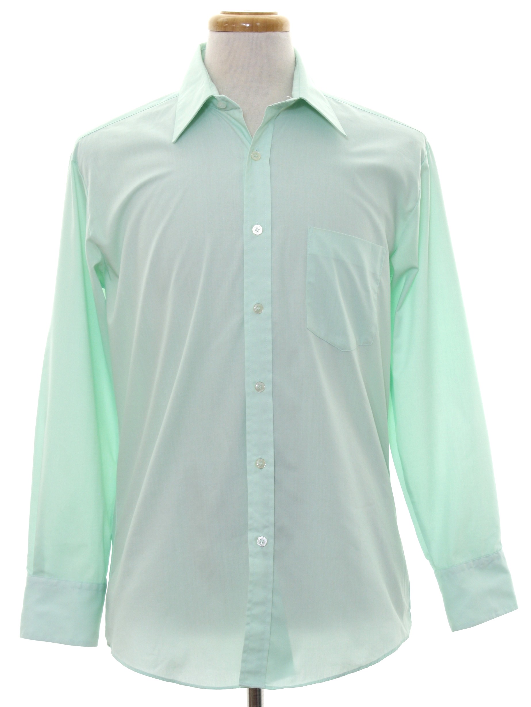 1960's Vintage Bristol Shirt: 60s -Bristol- Mens pale green polyester ...