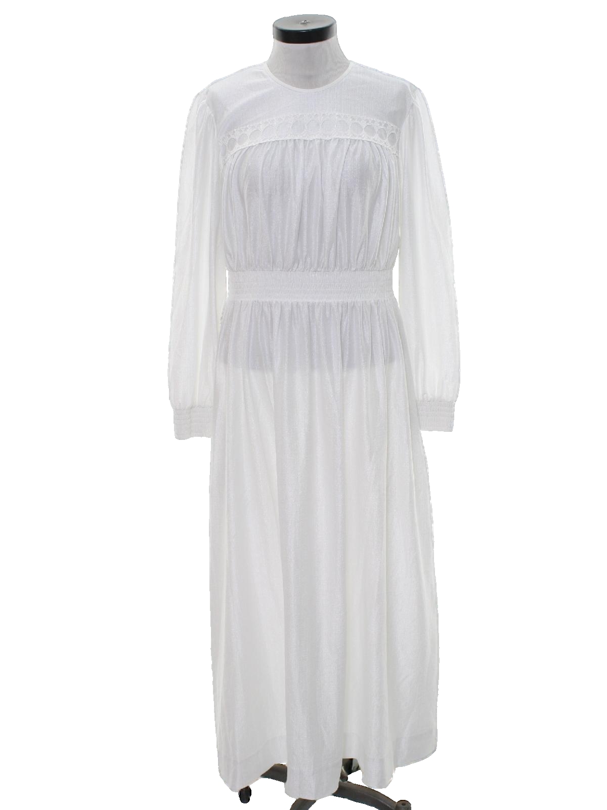 1980's Retro Dress: 80s -No Label- Womens bright white polyester ...