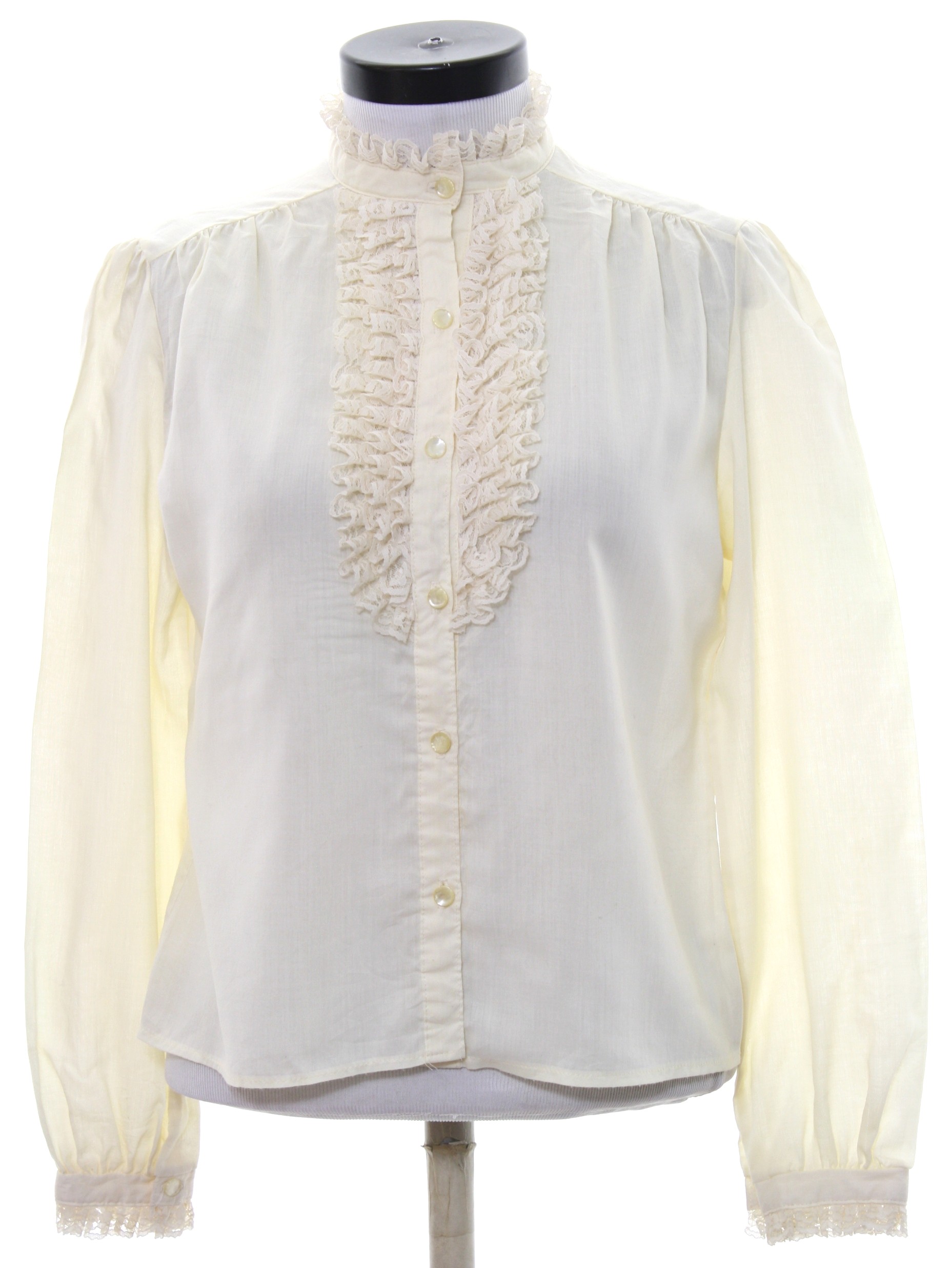 80's Vintage Shirt: 80s -Leslie Ann Fashions- Womens Ivory background ...