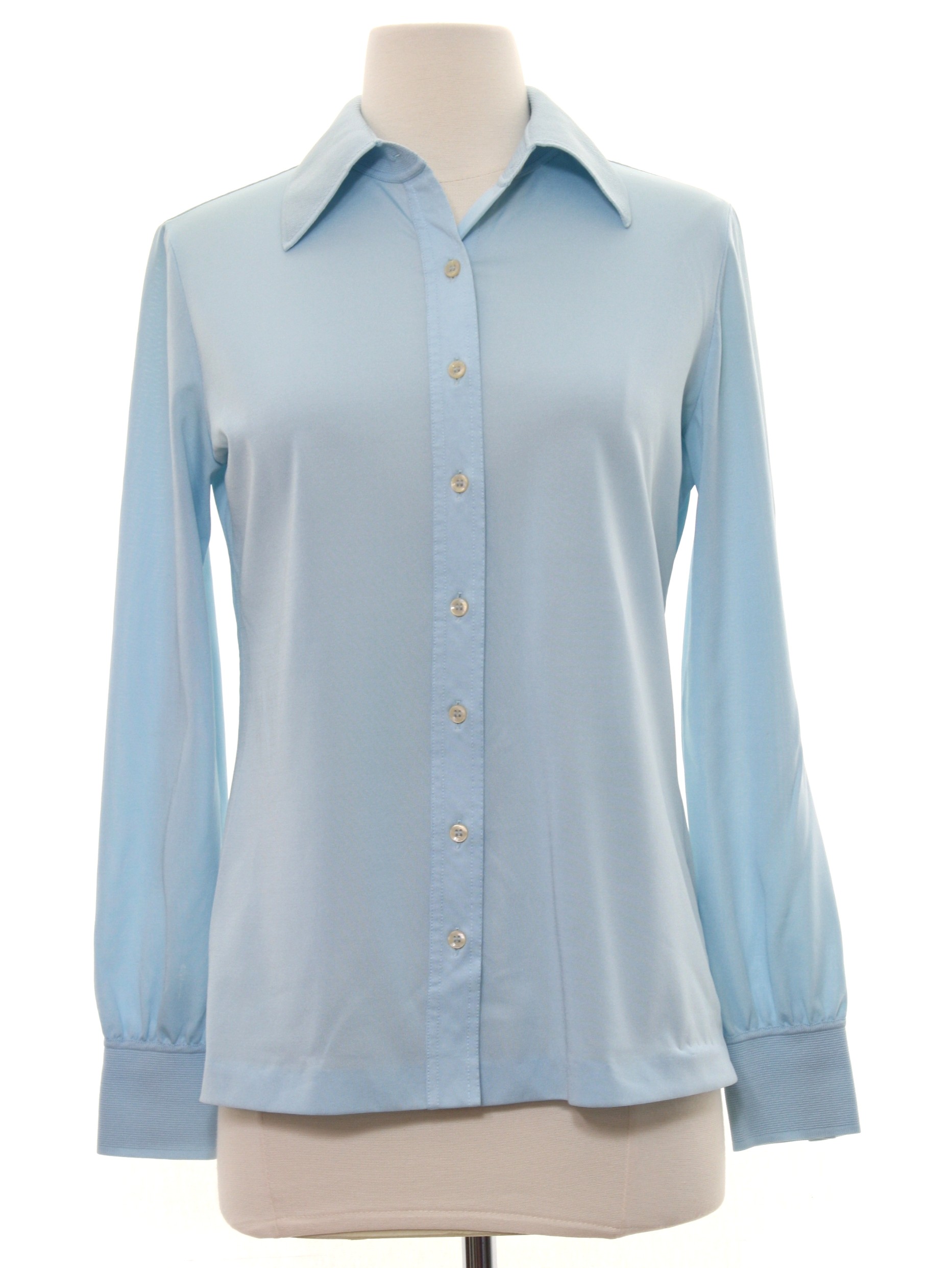 Retro 1970's Shirt (Dorce) : 70s -Dorce- Womens powder blue slinky ...