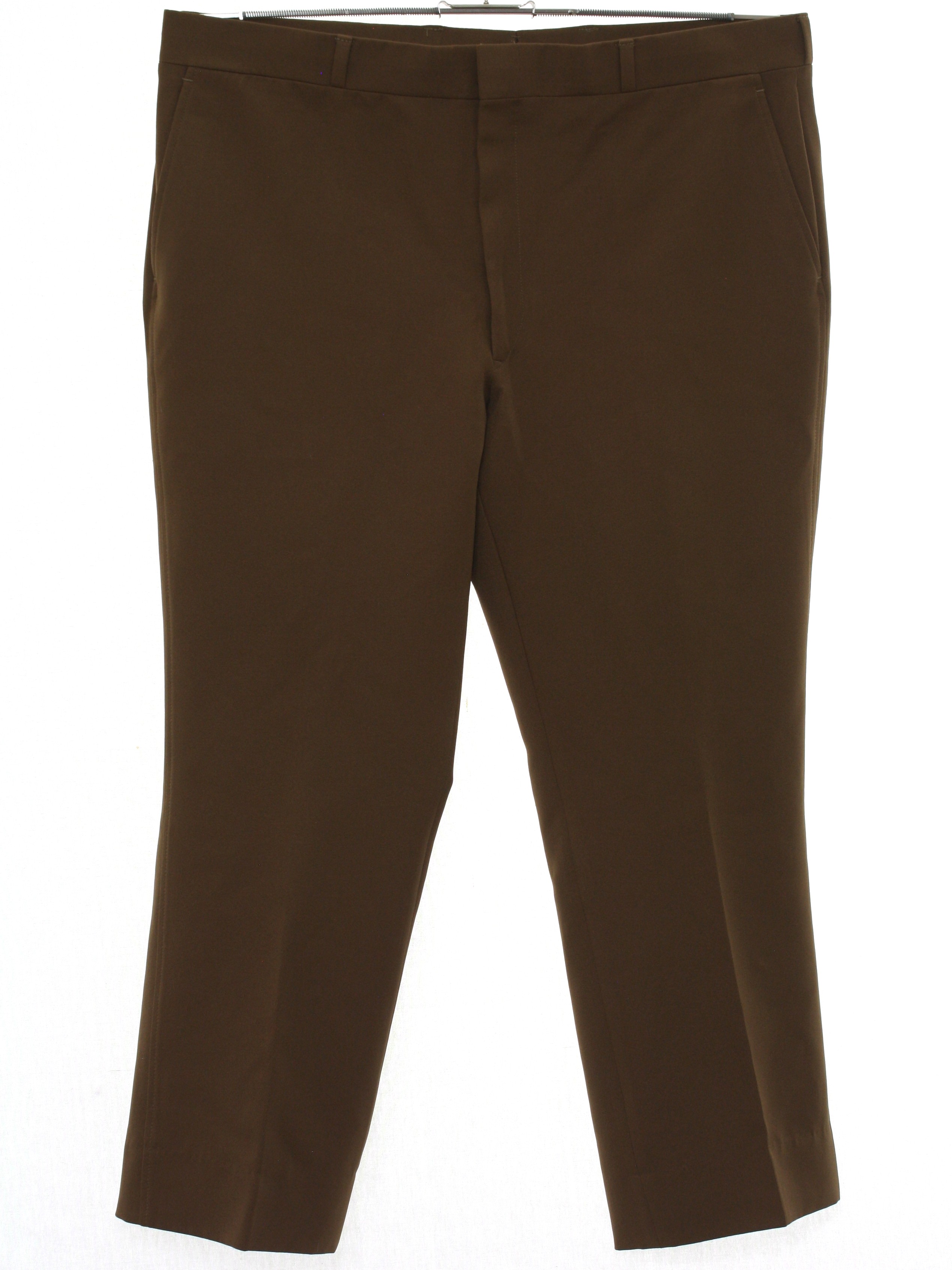 60's Mehlhafs Pants: 60s -Mehlhafs- Mens brown solid colored polyester ...