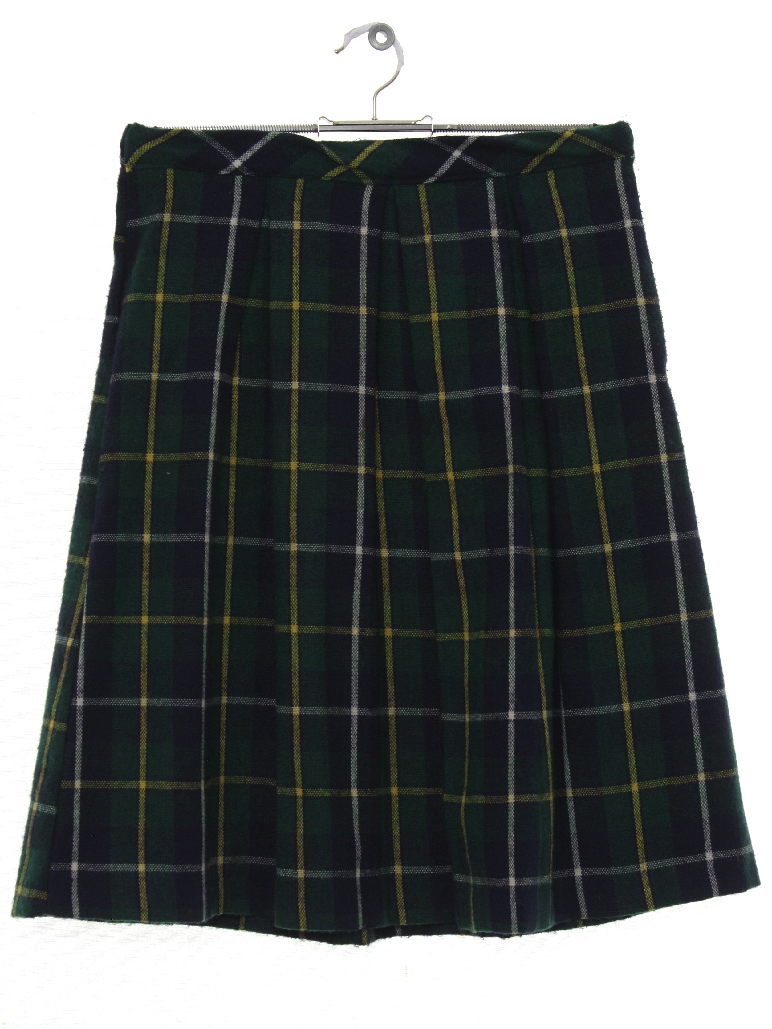 Seventies Vintage Skirt: 70s -pebble Creek- Womens Hunter Green Navy 