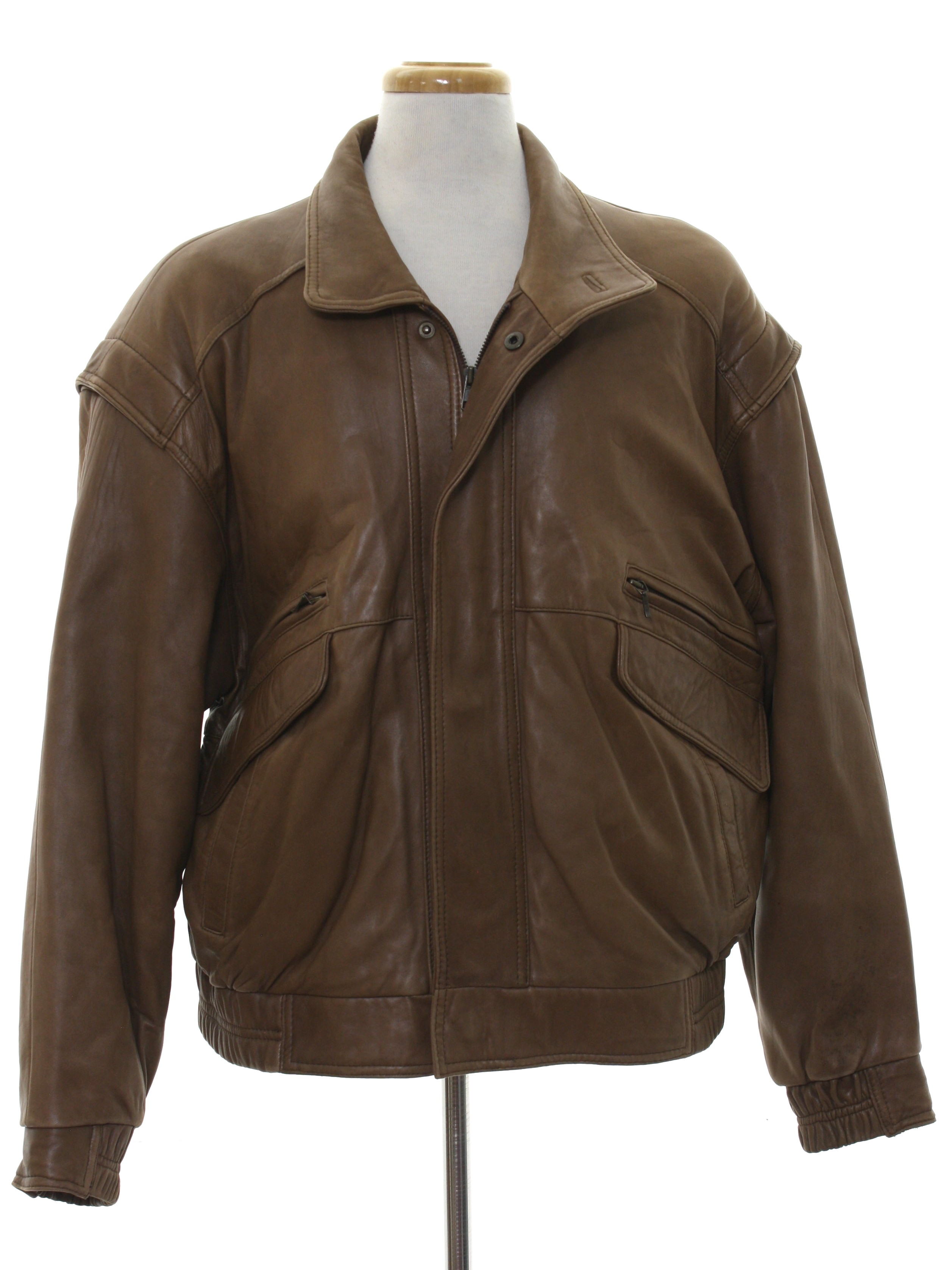 Van Heusen 417 80's Vintage Leather Jacket: 80s -Van Heusen 417- Mens ...