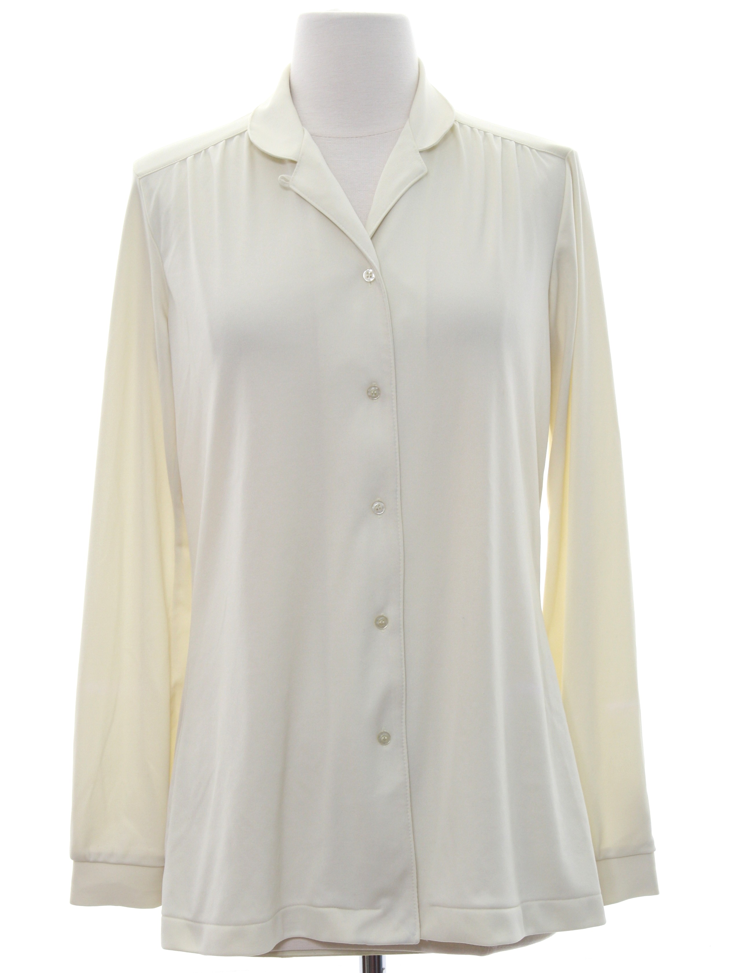 1980's Vintage Beeline Shirt: 80s -Beeline- Womens ivory slinky ...