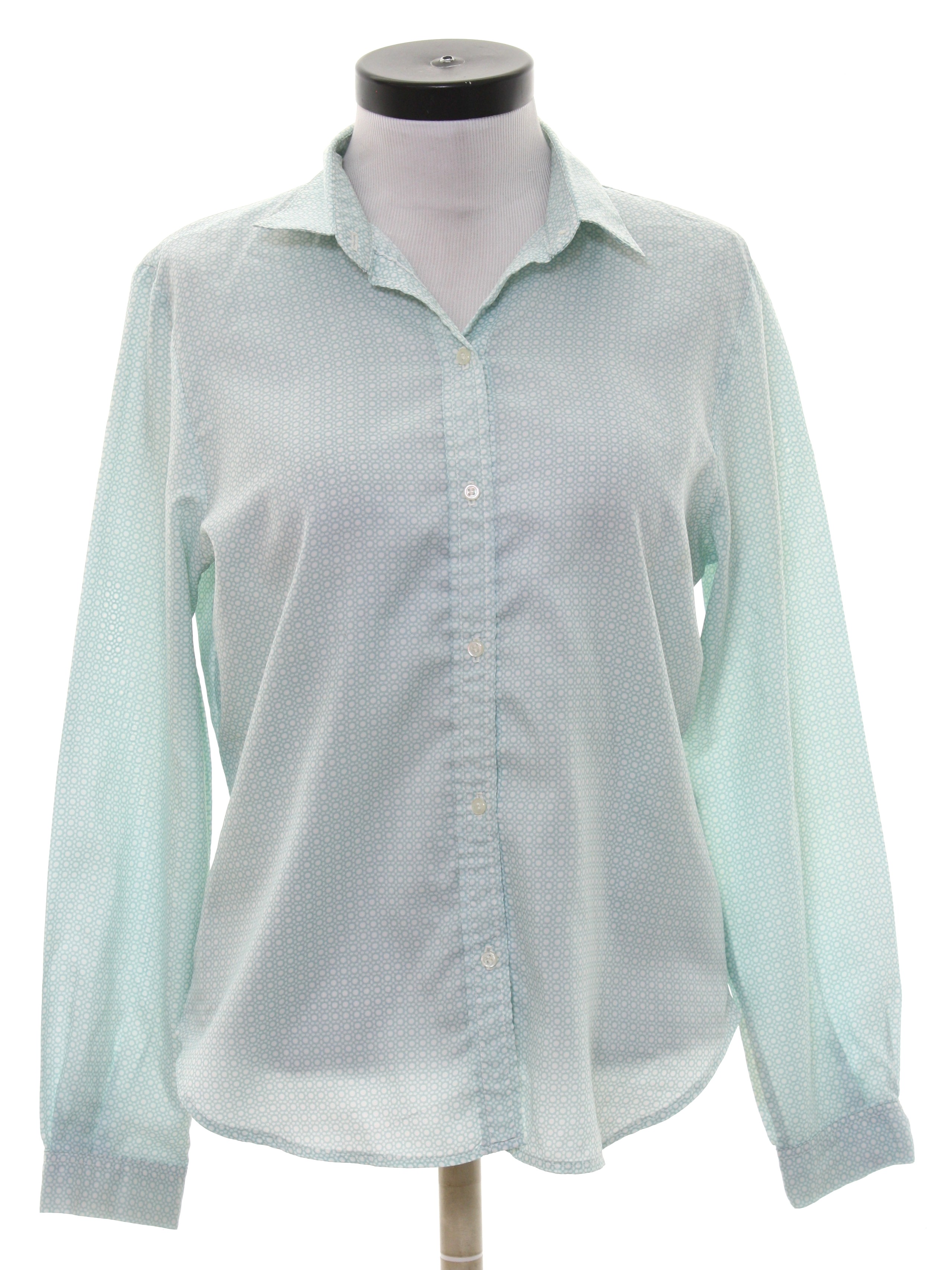 80's Jack Winter Shirt: 80s -Jack Winter- Womens dusty teal and white ...