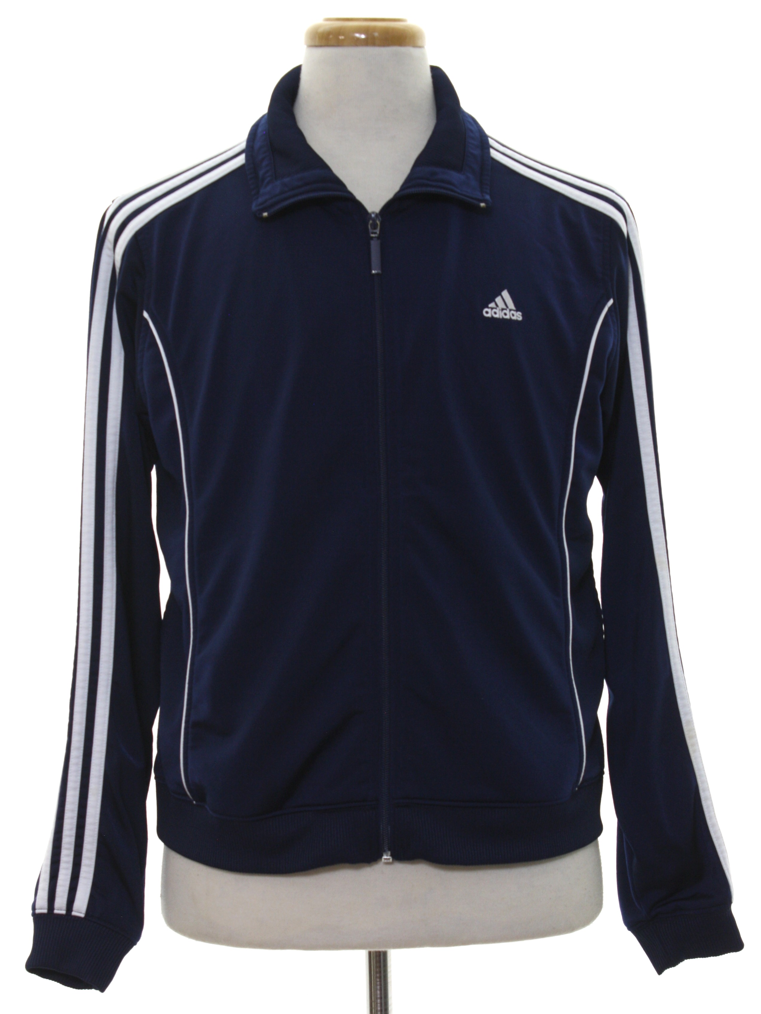 Jacket: 90s -Adidas- Mens midnight blue background polyester longsleeve ...