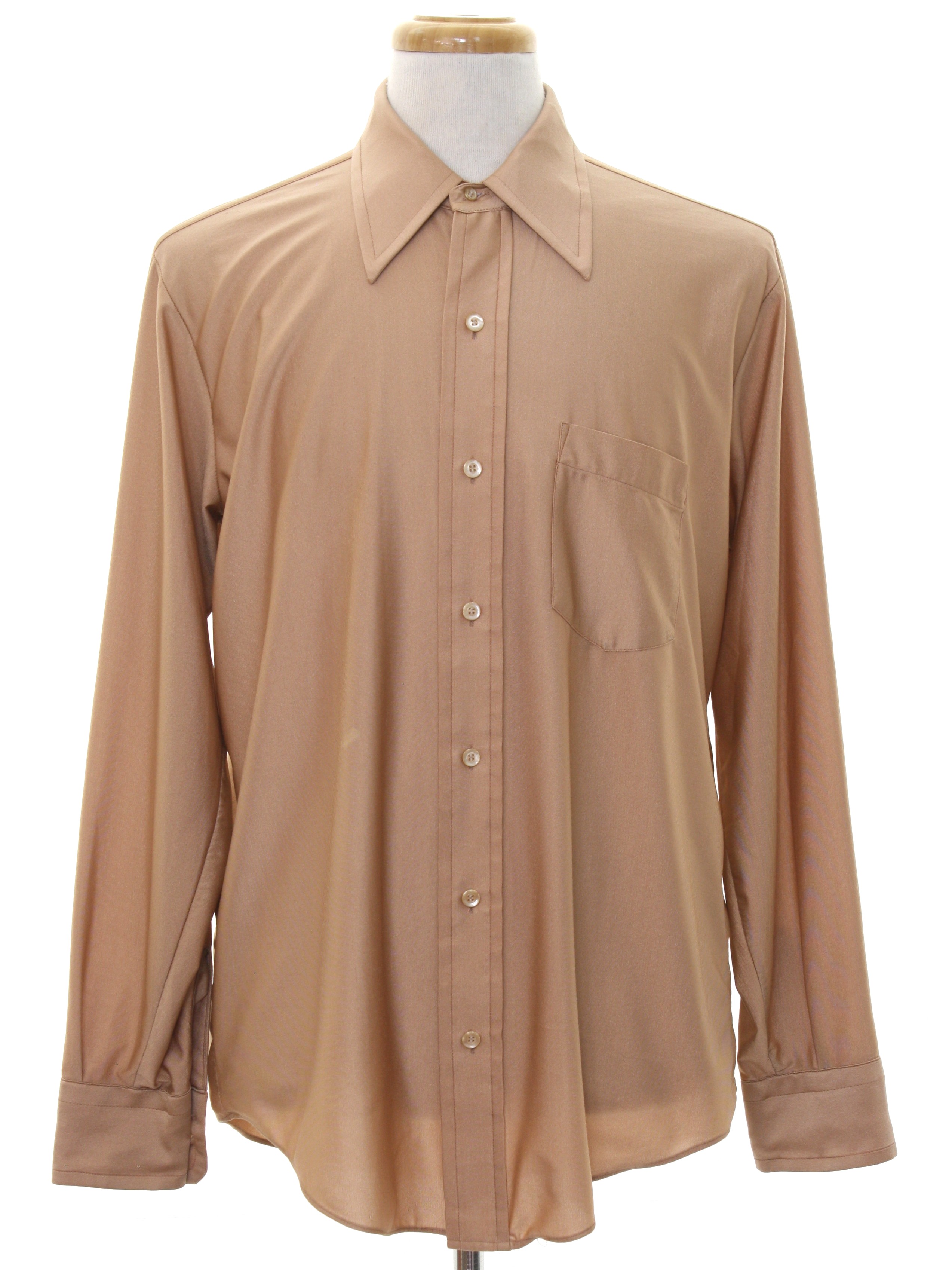 Seventies Vintage Disco Shirt: 70s -Mervyns- Mens sandstone qiana ...