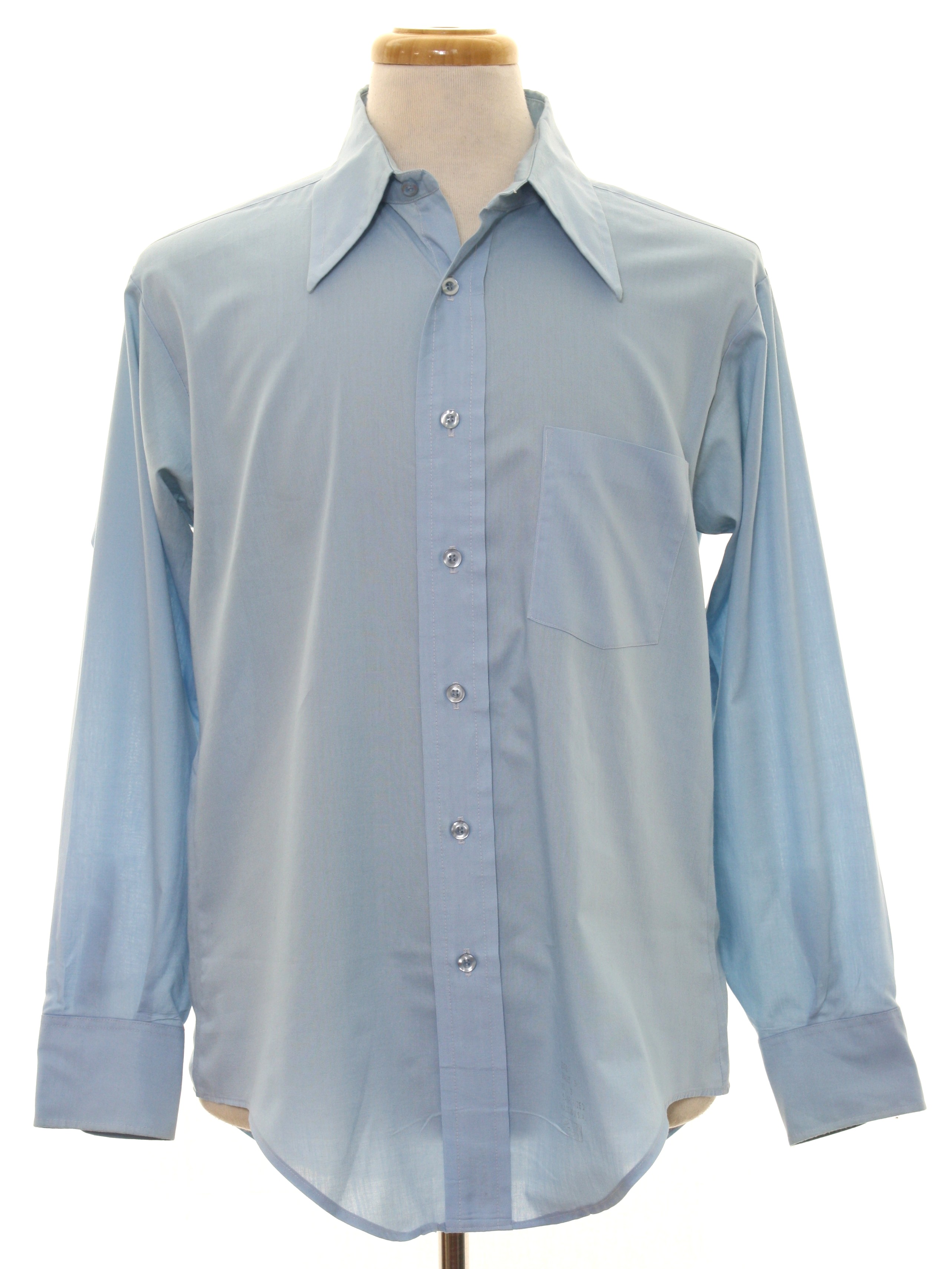 Retro Seventies Shirt: 70s -Career Club- Mens sky blue polyester cotton ...