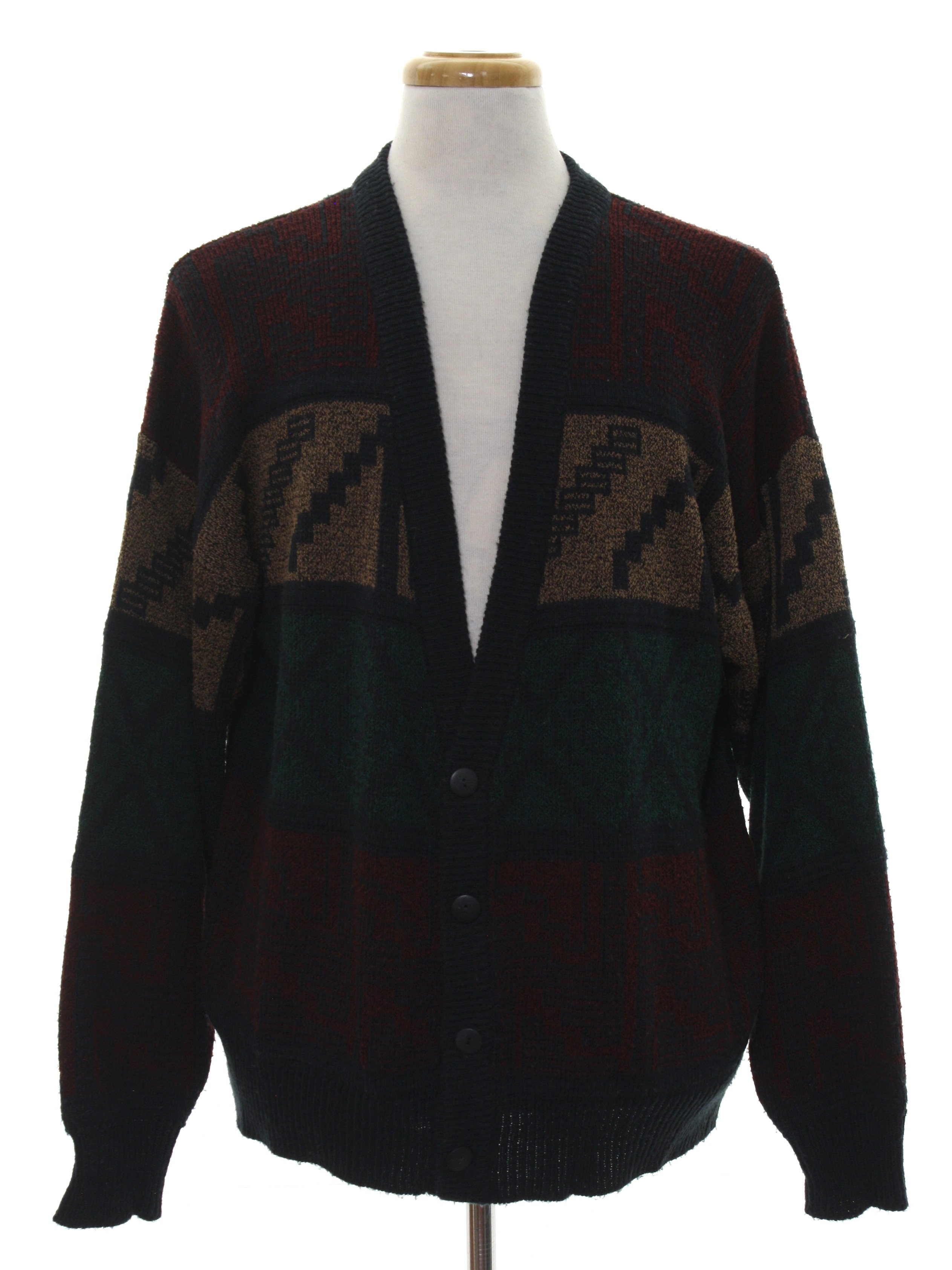 1980's Retro Caridgan Sweater: 80s -JT Beckett- Mens charcoal ...