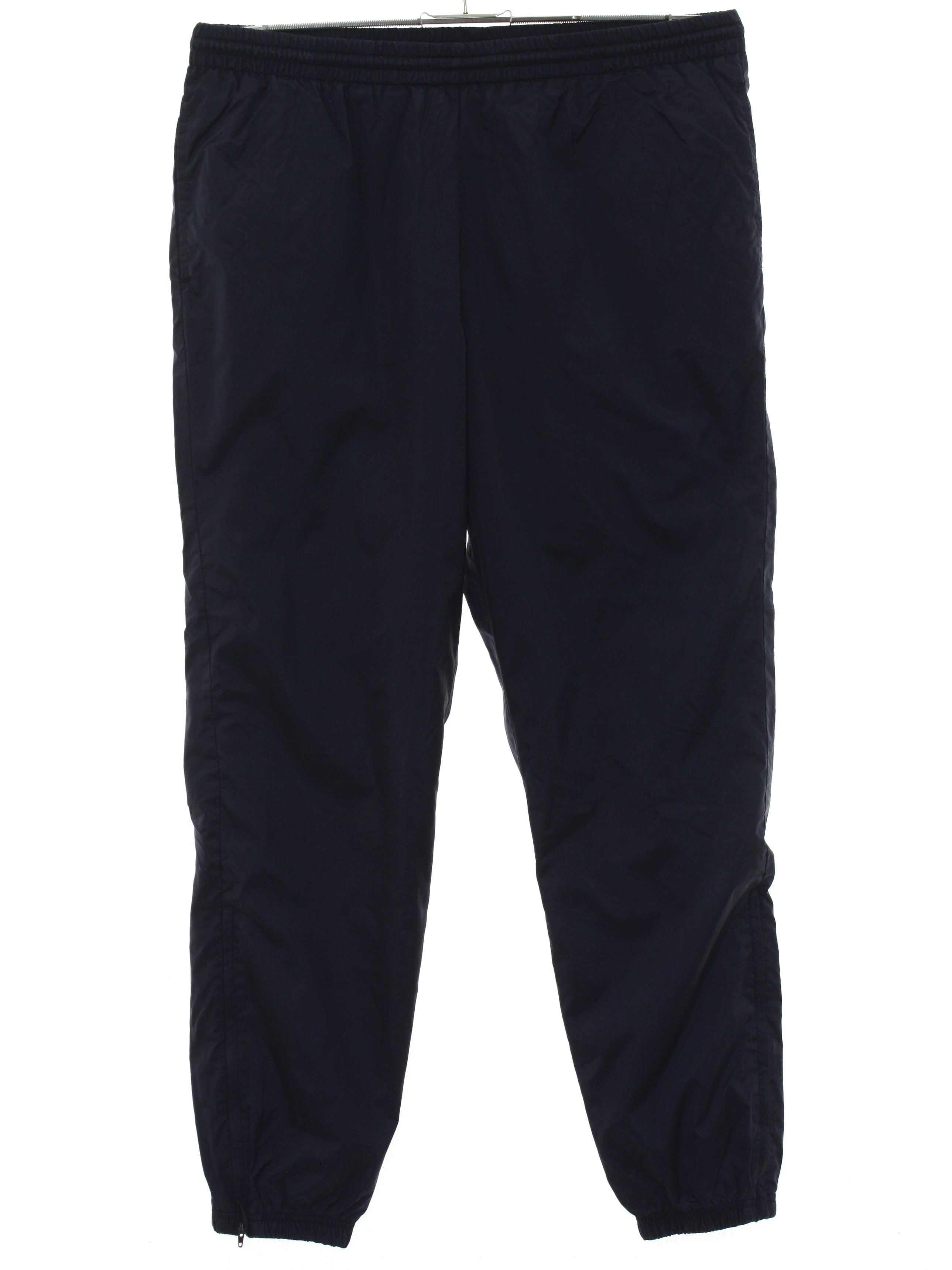 blue nylon track pants