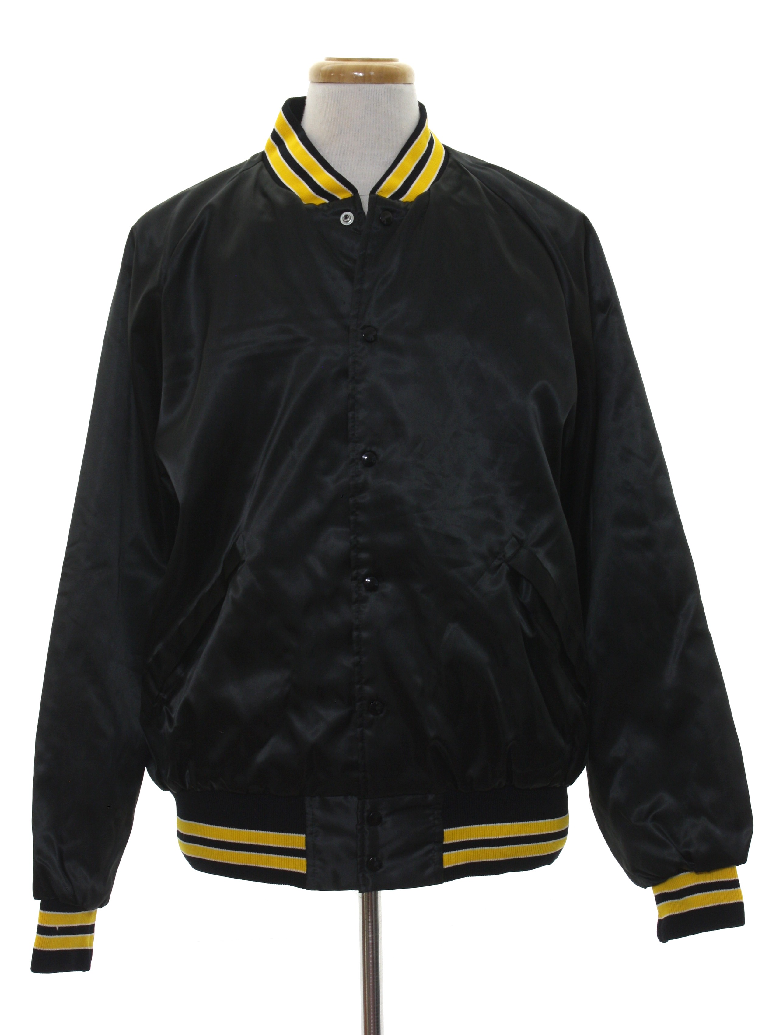 1960's Retro Jacket: 60s -Pla Jac by Dunbrooke- Mens black acetate ...