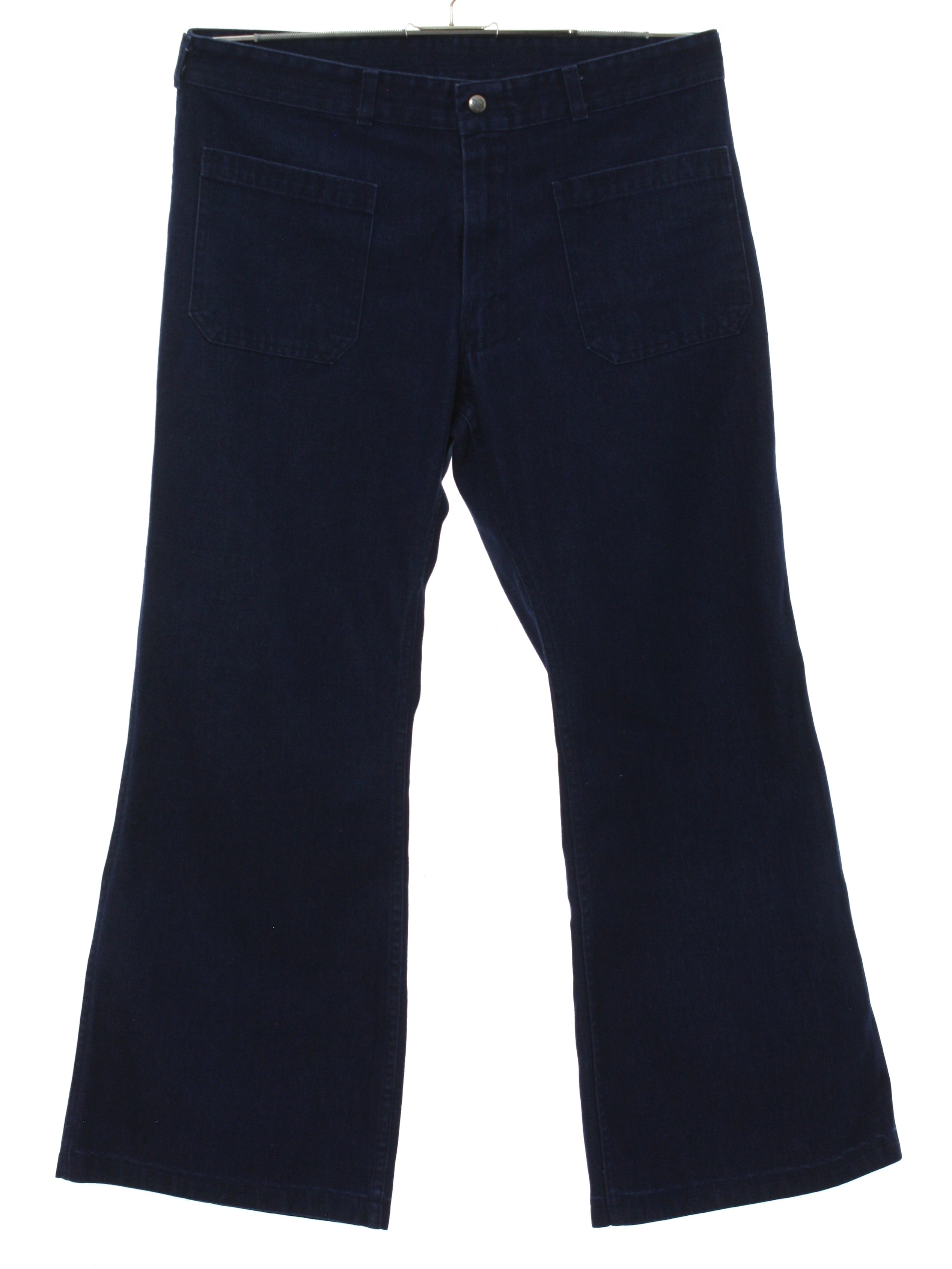 1980's Retro Bellbottom Pants: 80s -Seafarer- Mens dark blue cotton ...