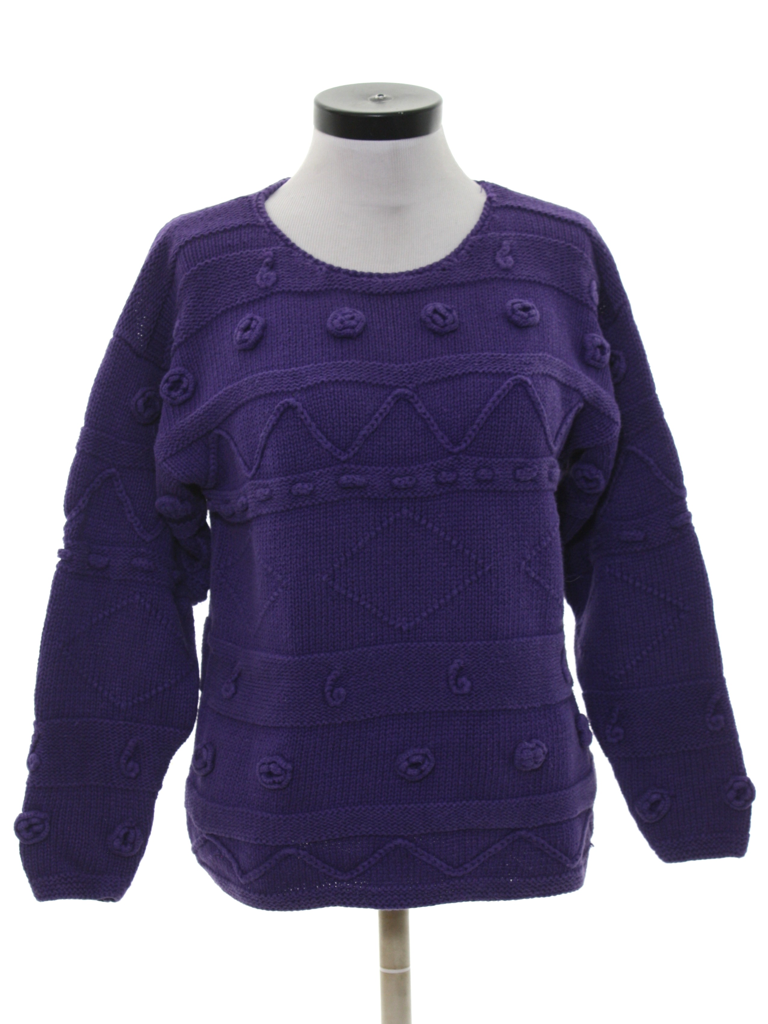 80s Retro Sweater: 80s -Missing Label- Womens purple background cotton ...