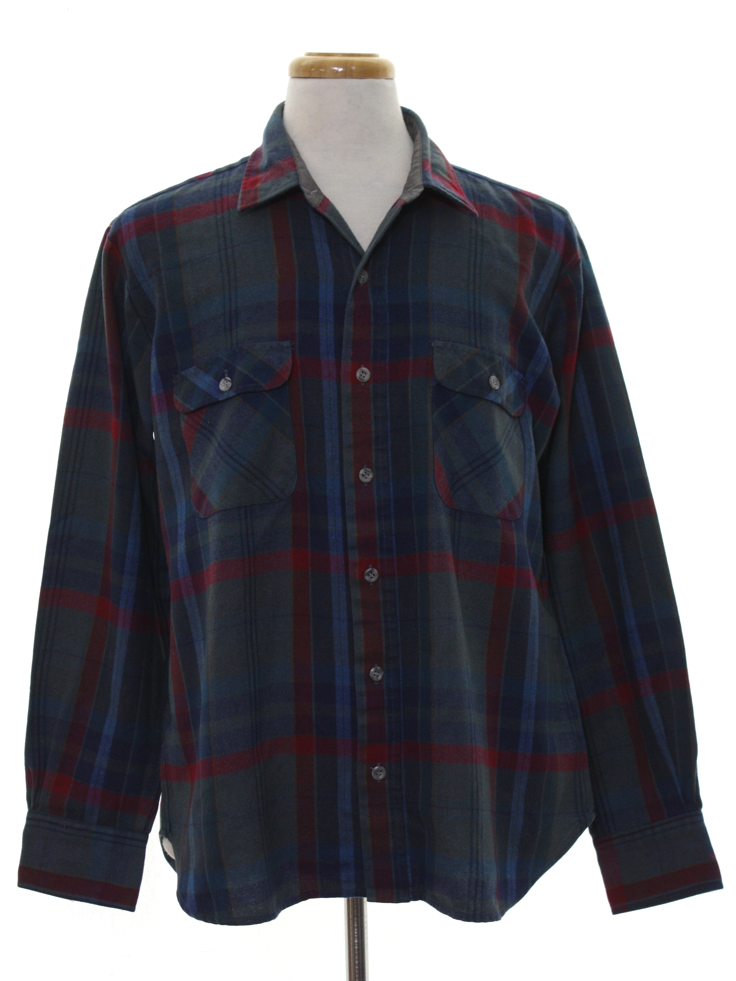 Vintage 90s Shirt: 90s -Arrow Sportswear- Mens blue, grey, green ...