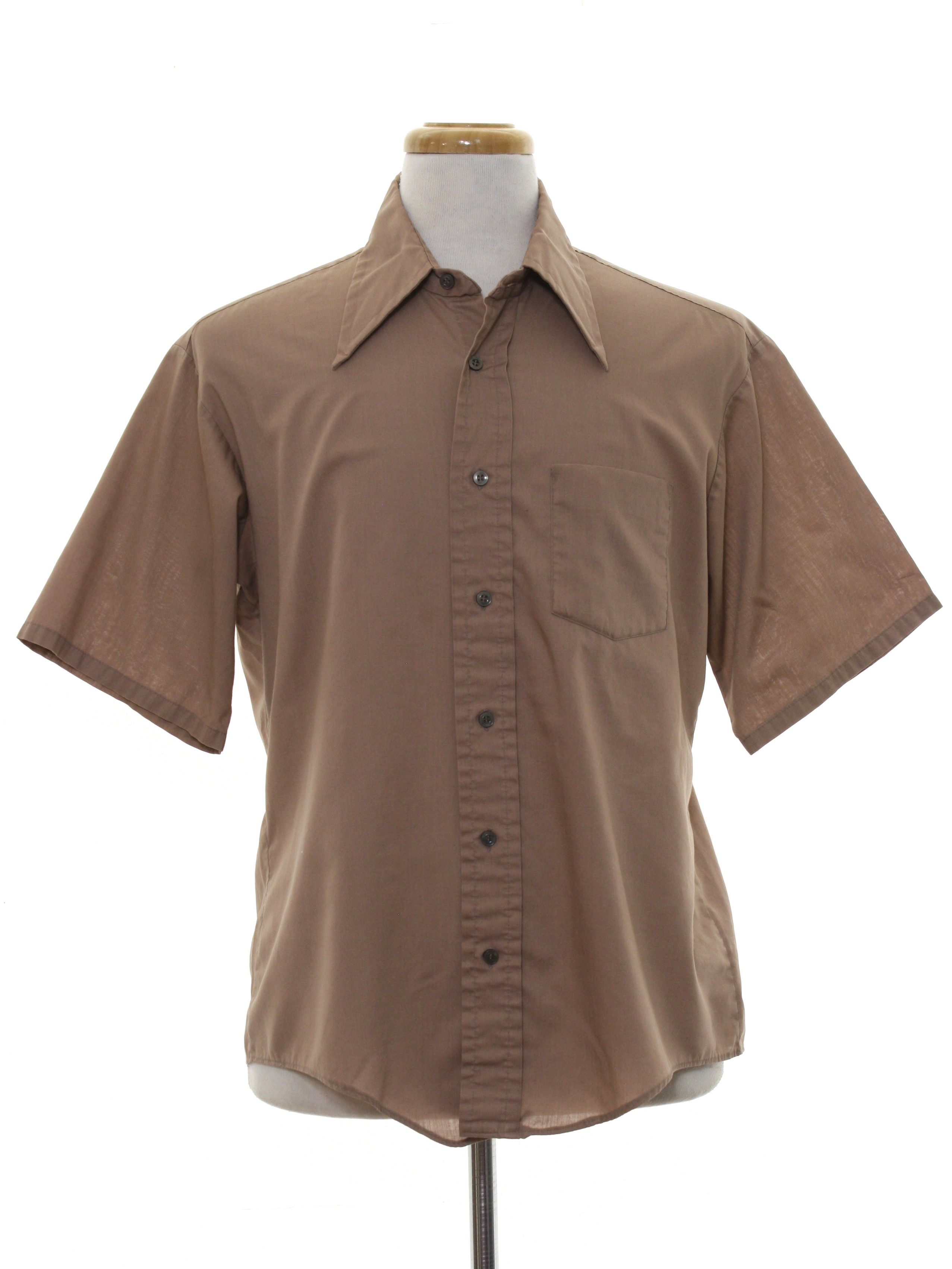 Seventies Vintage Shirt: 70s -Fabric Label- Mens light mocha brown ...