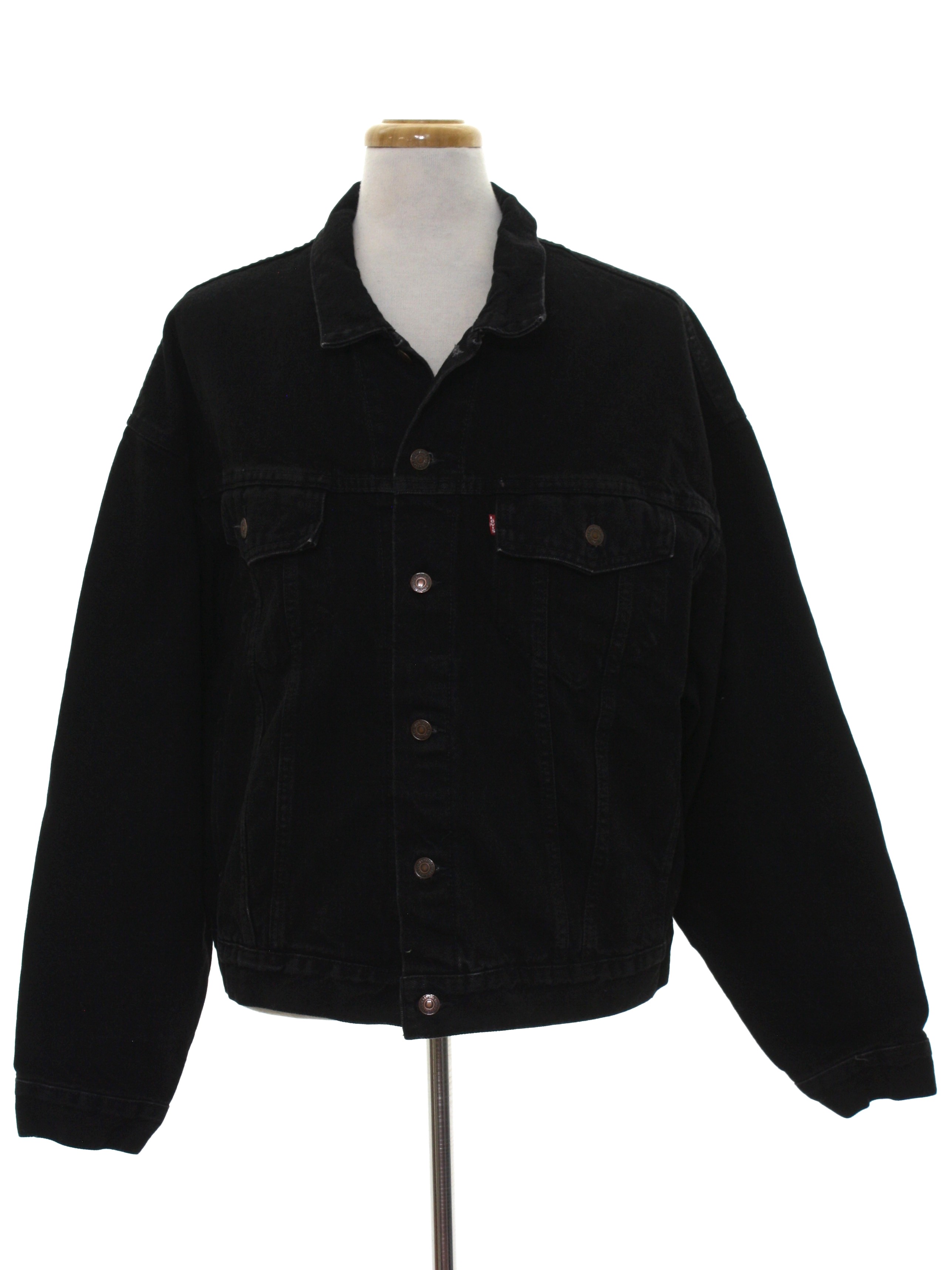 1980's Jacket (Levis): 80s -Levis- Mens black cotton denim button cuff ...