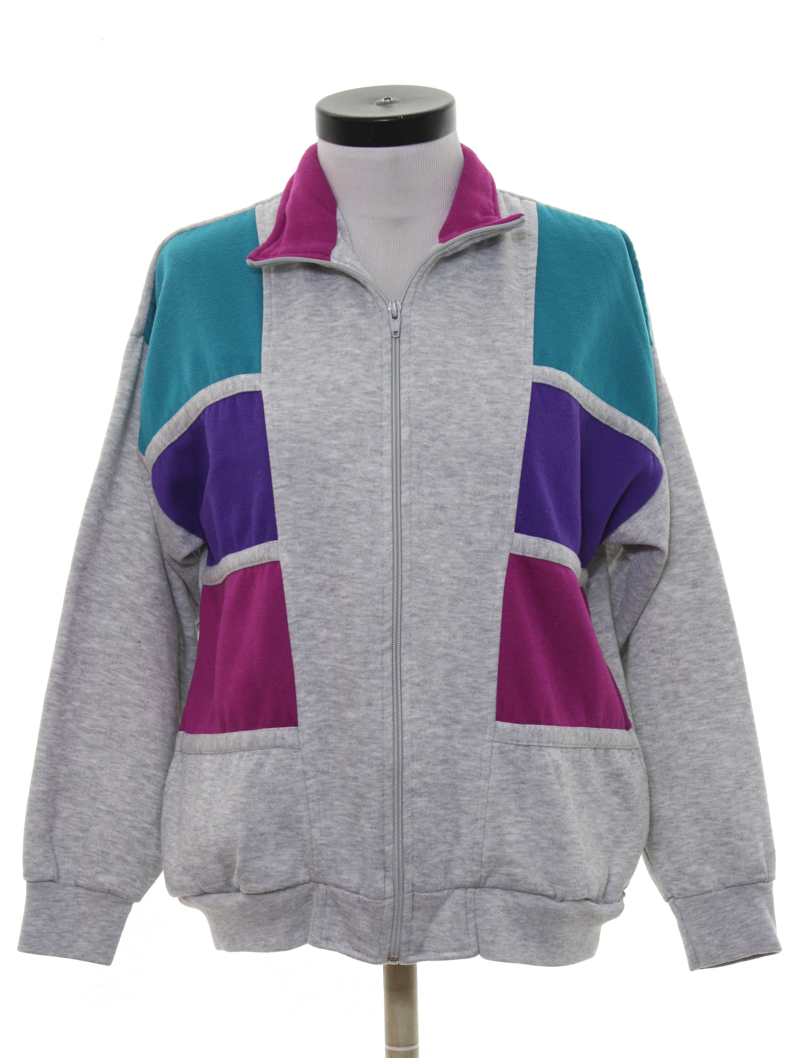 Vintage 1980s Jacket: 80s -No Label- Womens heather grey background ...