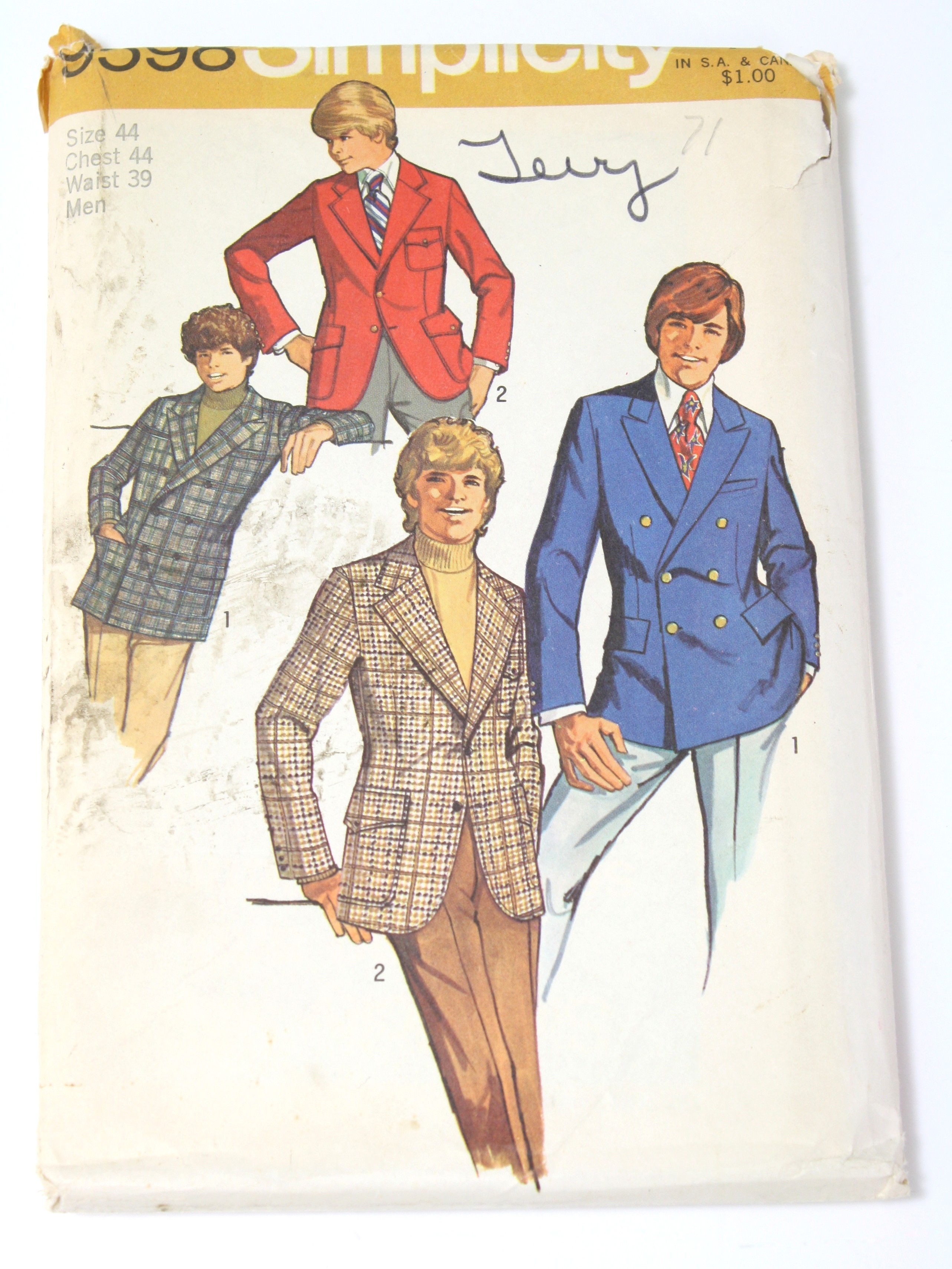 1970s Vintage Sewing Pattern: 70s -Simplicity Pattern No. 9598- Mens ...