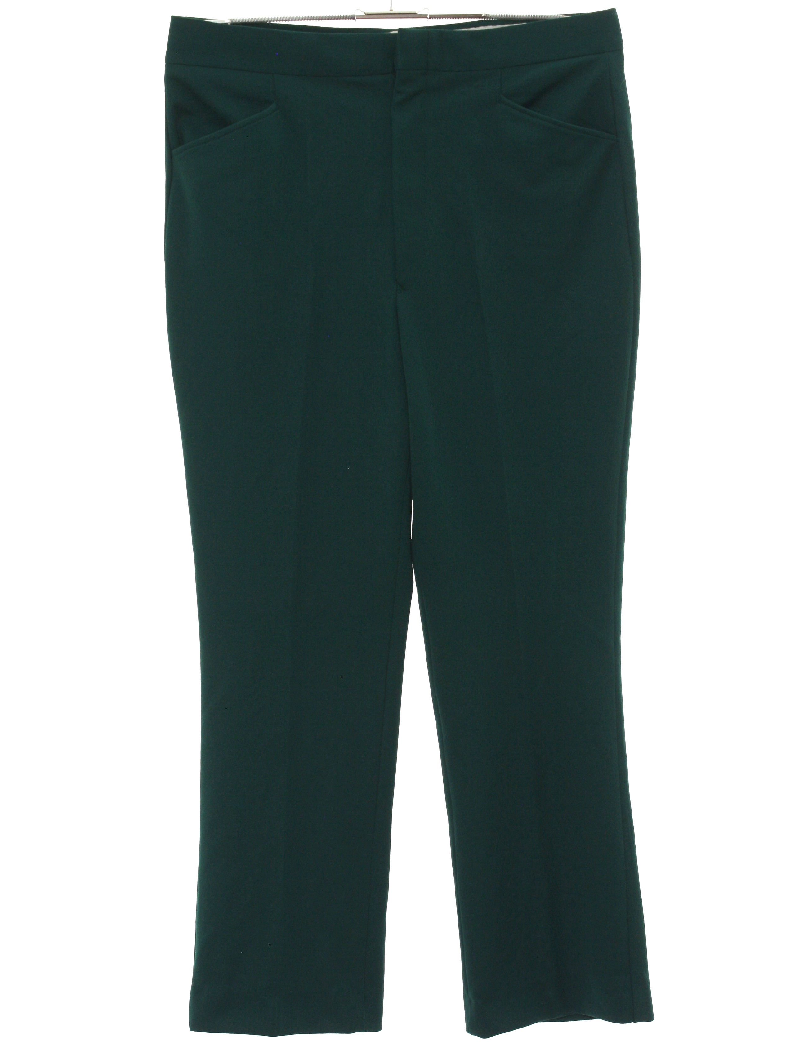 1970s Sears Pants: 70s -Sears- Mens hunter green polyester knit loose ...