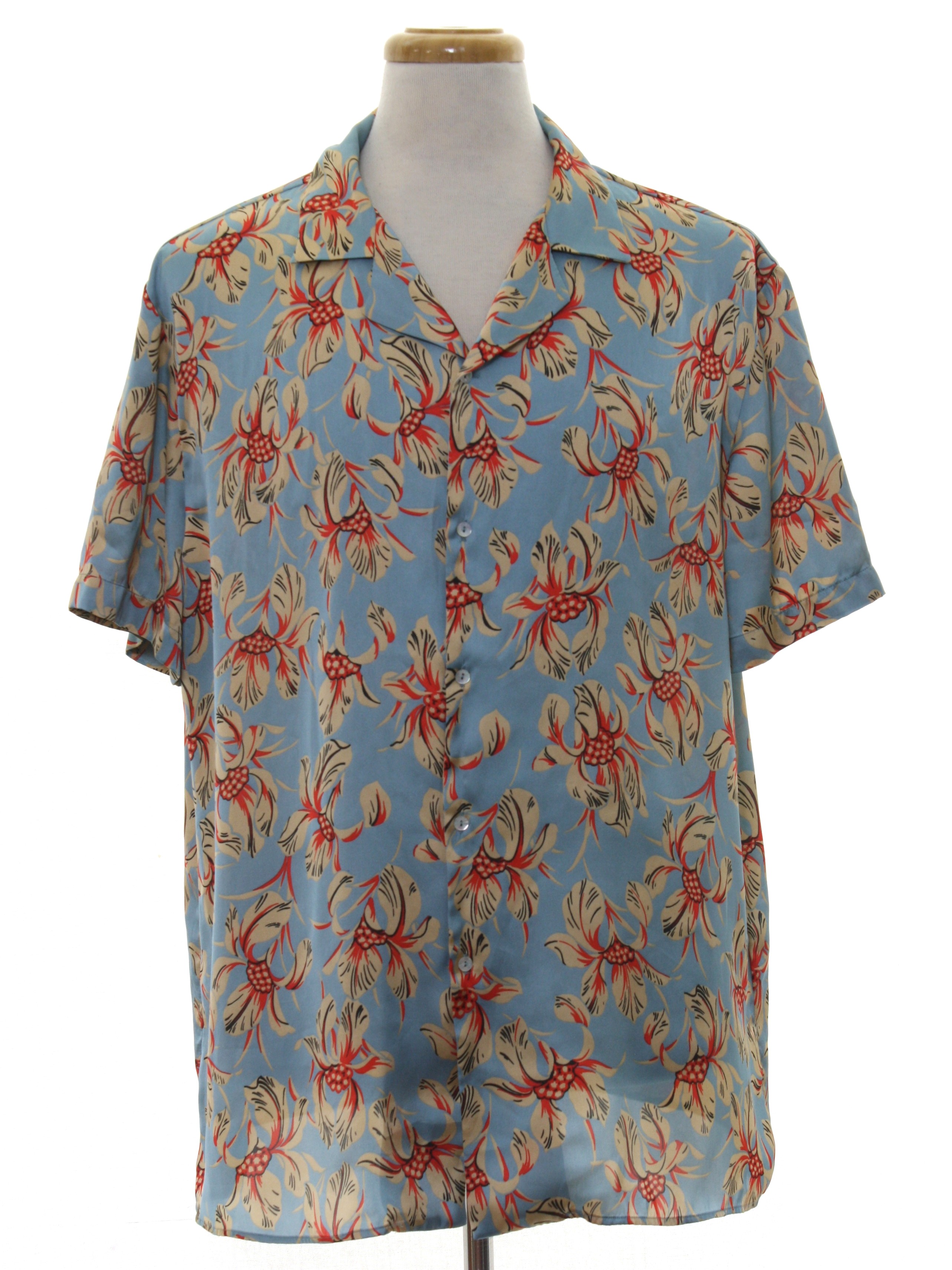 80's Vintage Hawaiian Shirt: Late 80s -Zara Man- Mens pale blue ...
