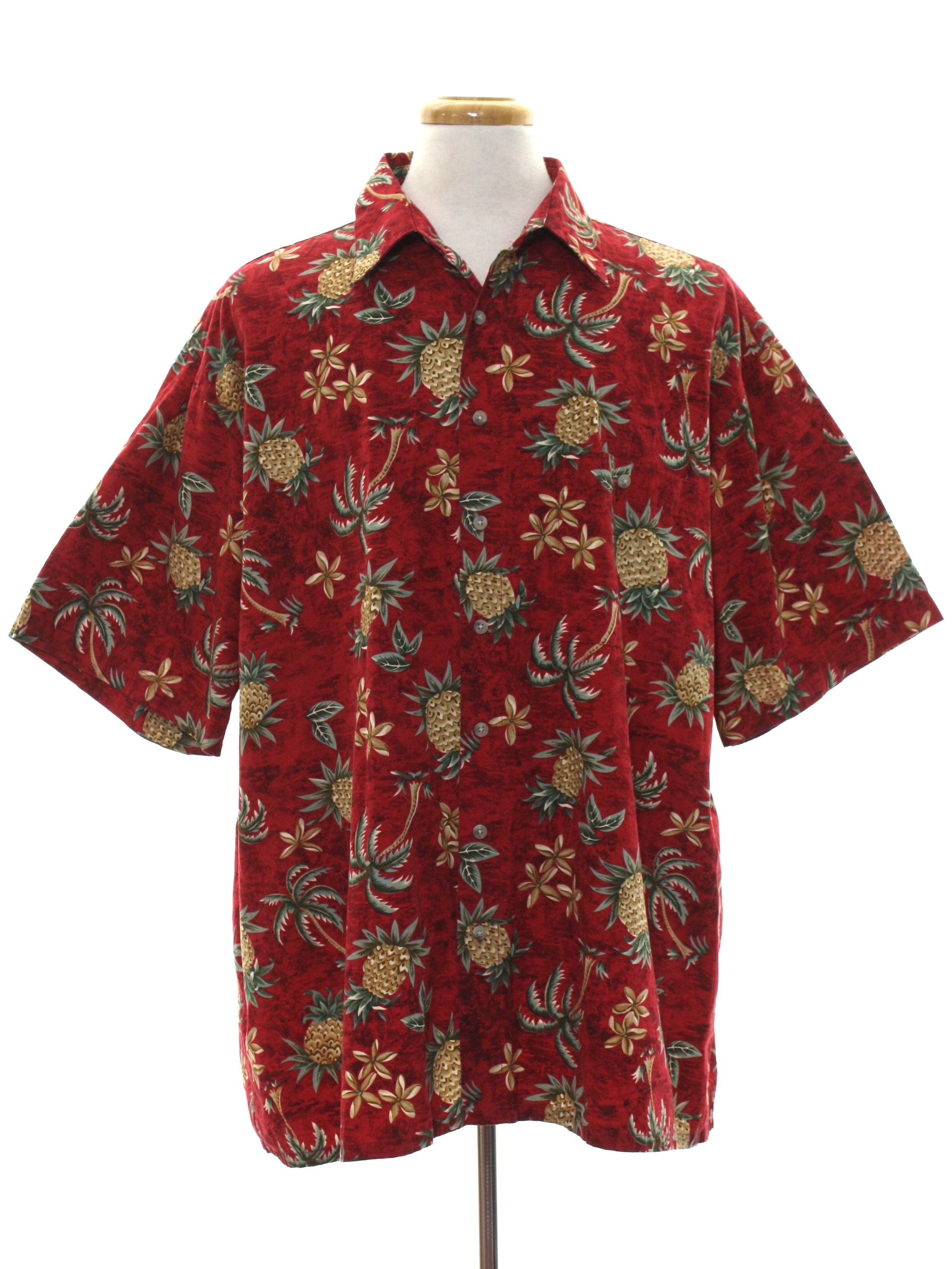 Vintage 1990's Hawaiian Shirt: 90s -Campia- Mens red multi-color ...