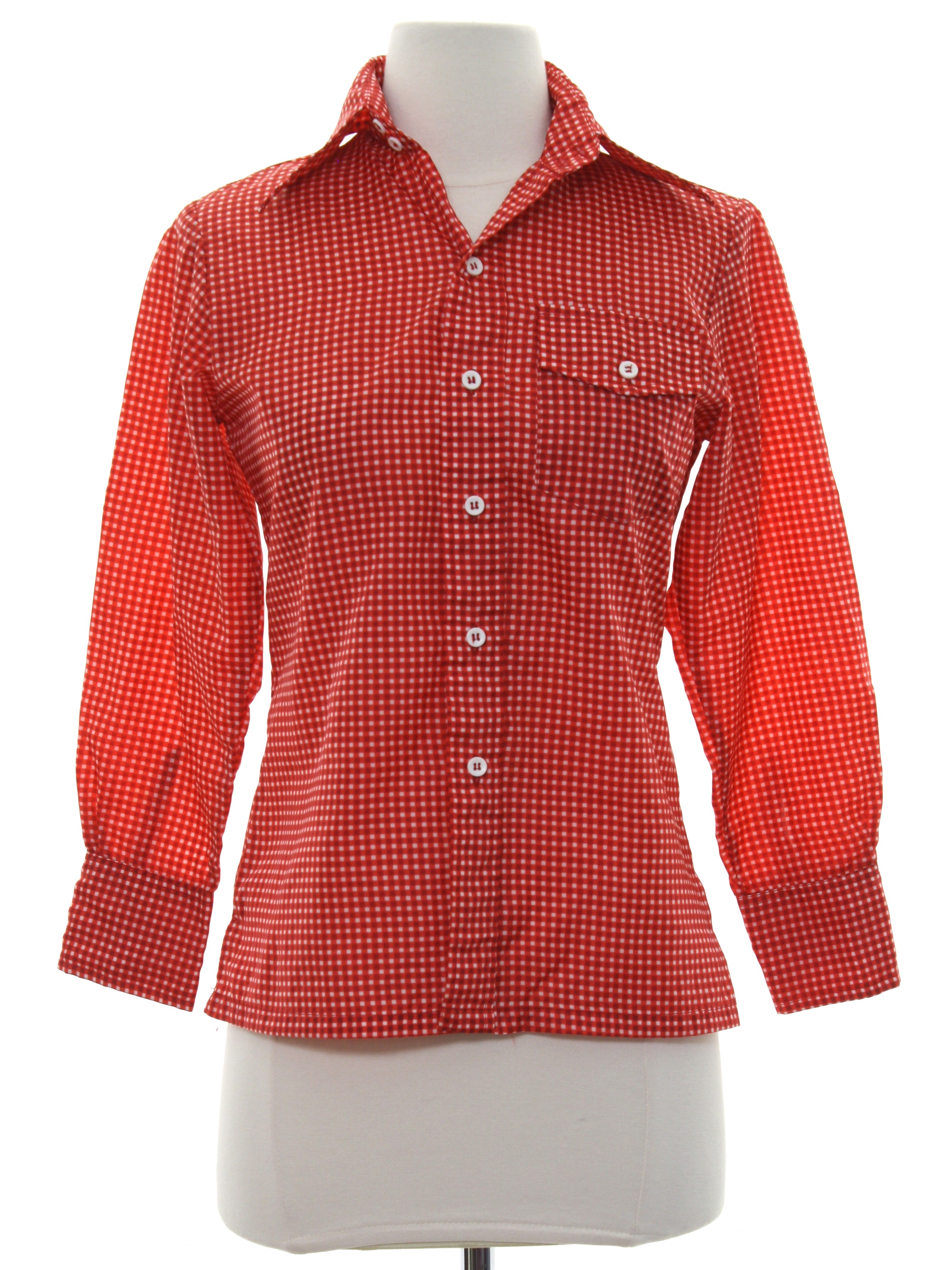 Vintage 70s Shirt: Late 70s or Early 80s -SKYR- Womens/Girls red, brick ...