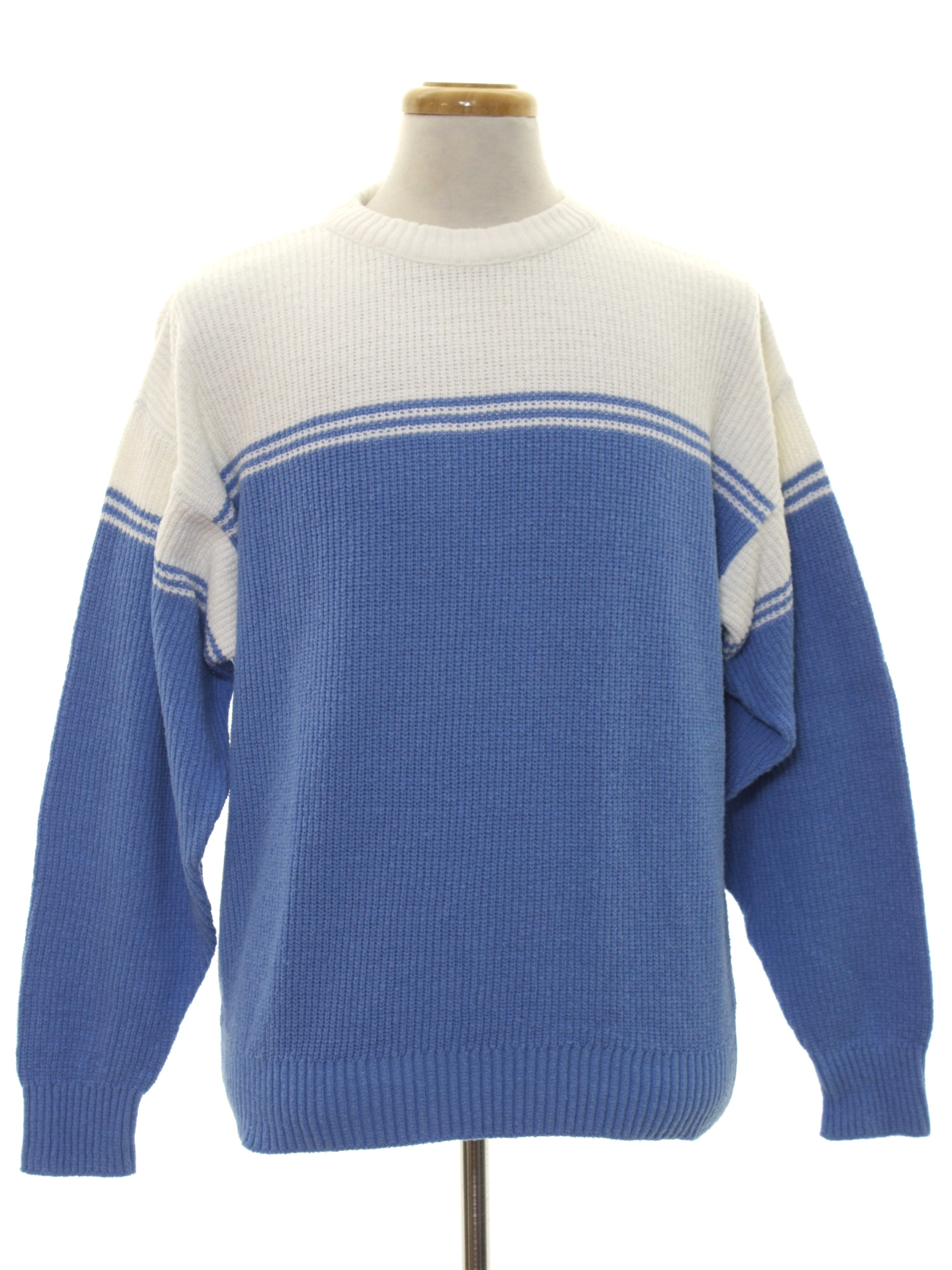 1980's Sweater (London Fog): 80s -London Fog- Mens sky blue and white ...