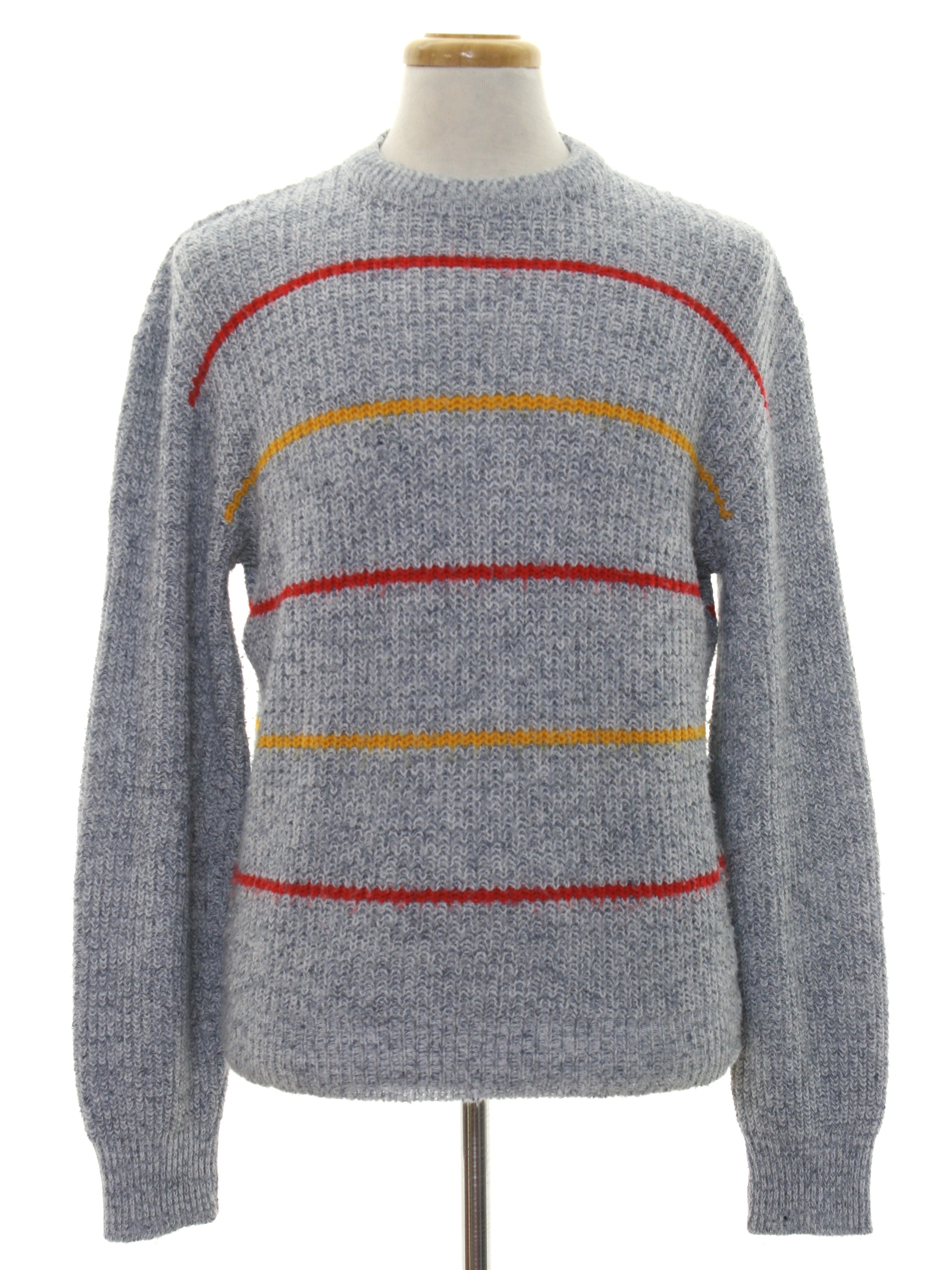 Vintage Bugge 1980s Sweater: 80s -Bugge- Mens heathered blue grey and ...