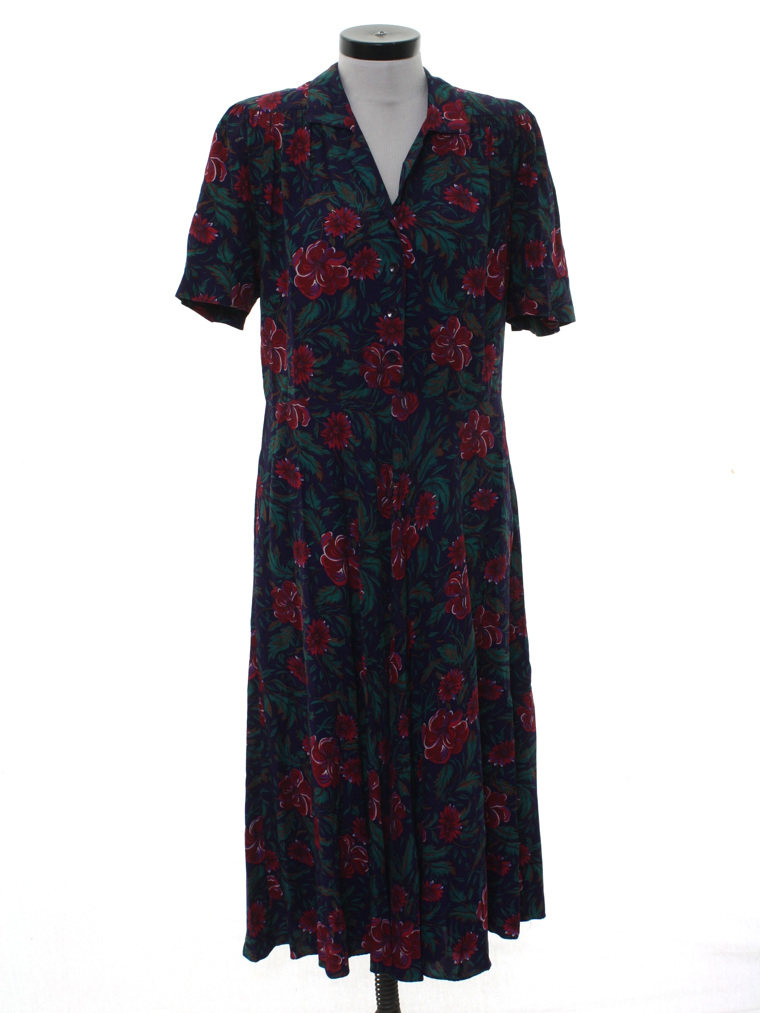 1980's Dress (ED Michaels): 80s -ED Michaels- Womens navy multi-color ...