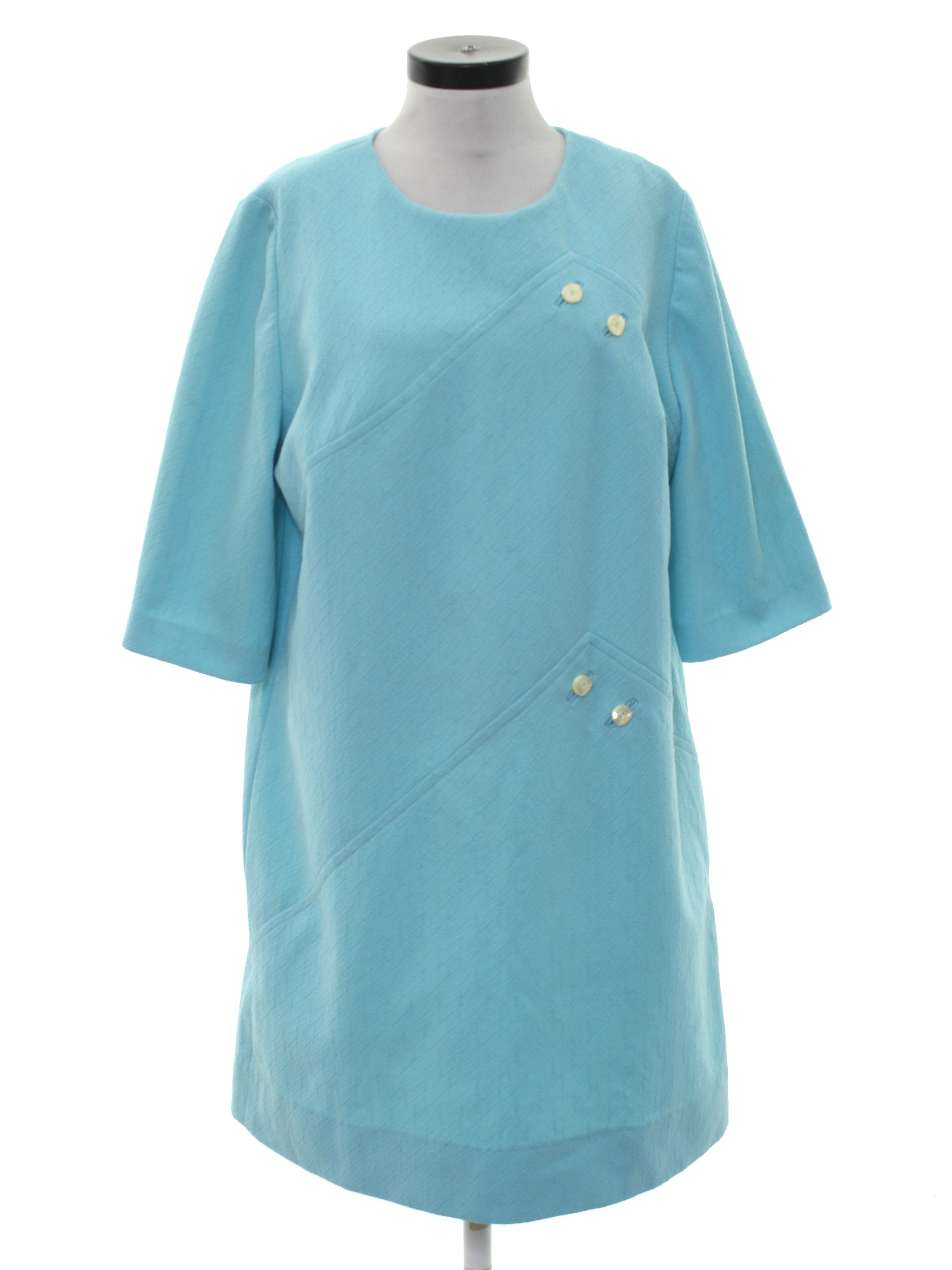 Retro 60's Dress: 60s -Lady Mendel- Womens sky blue polyester knit ...