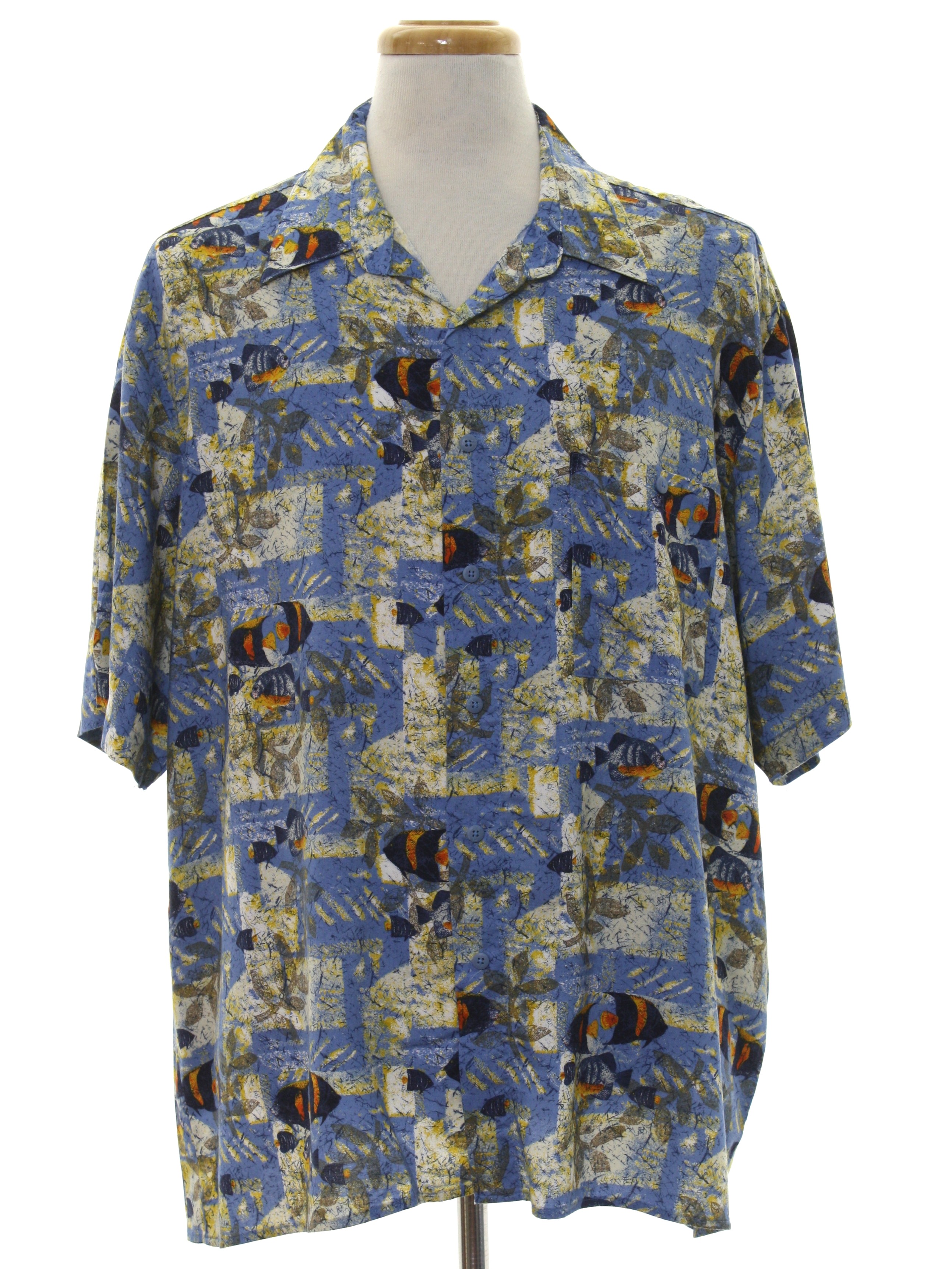 1980's Retro Hawaiian Shirt: 80s -Untied- Mens dusty blue background ...