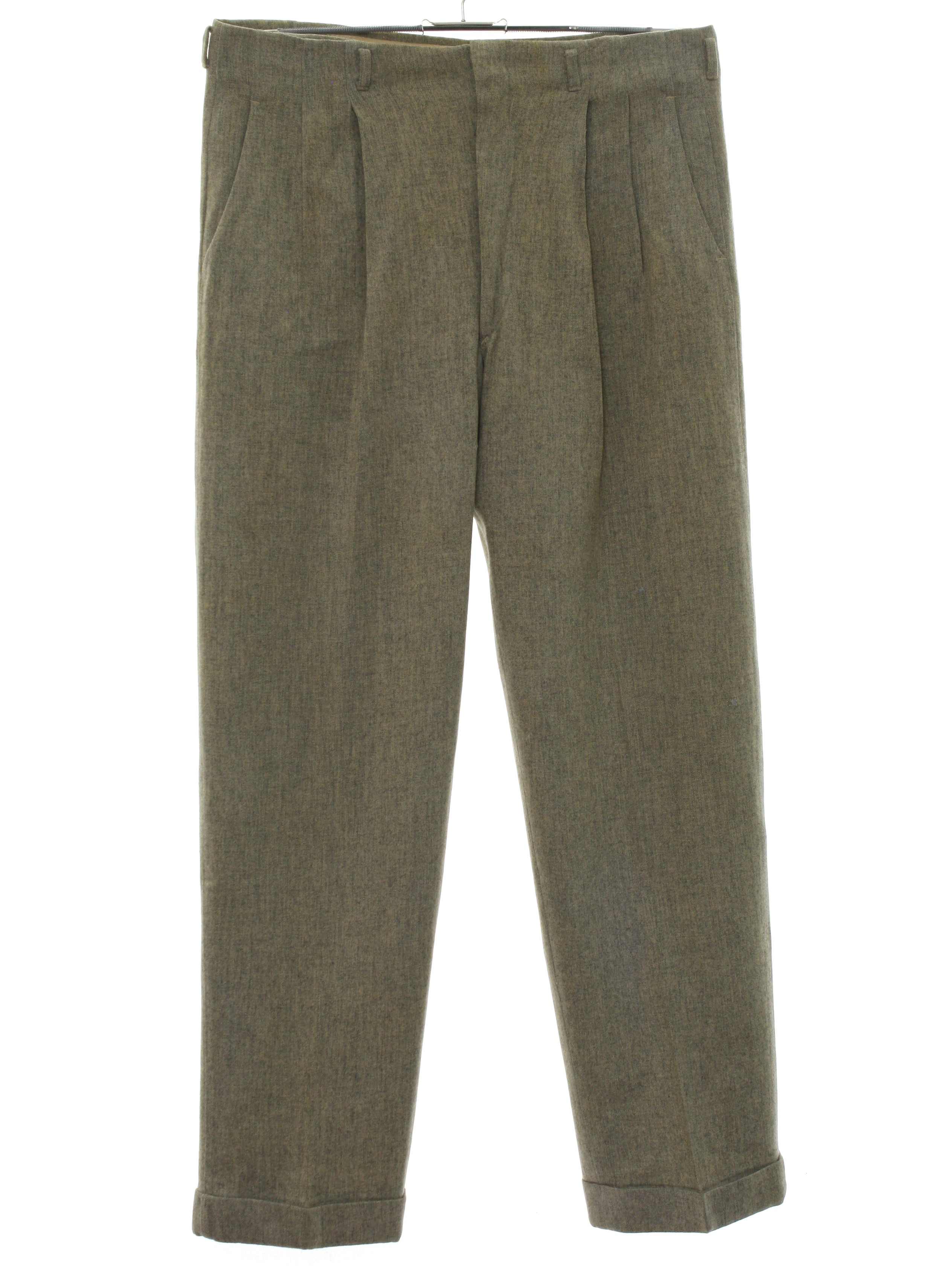 1950 S Retro Pants 50s No Label Mens Beige Background Gray Heather   343434 MM16344 