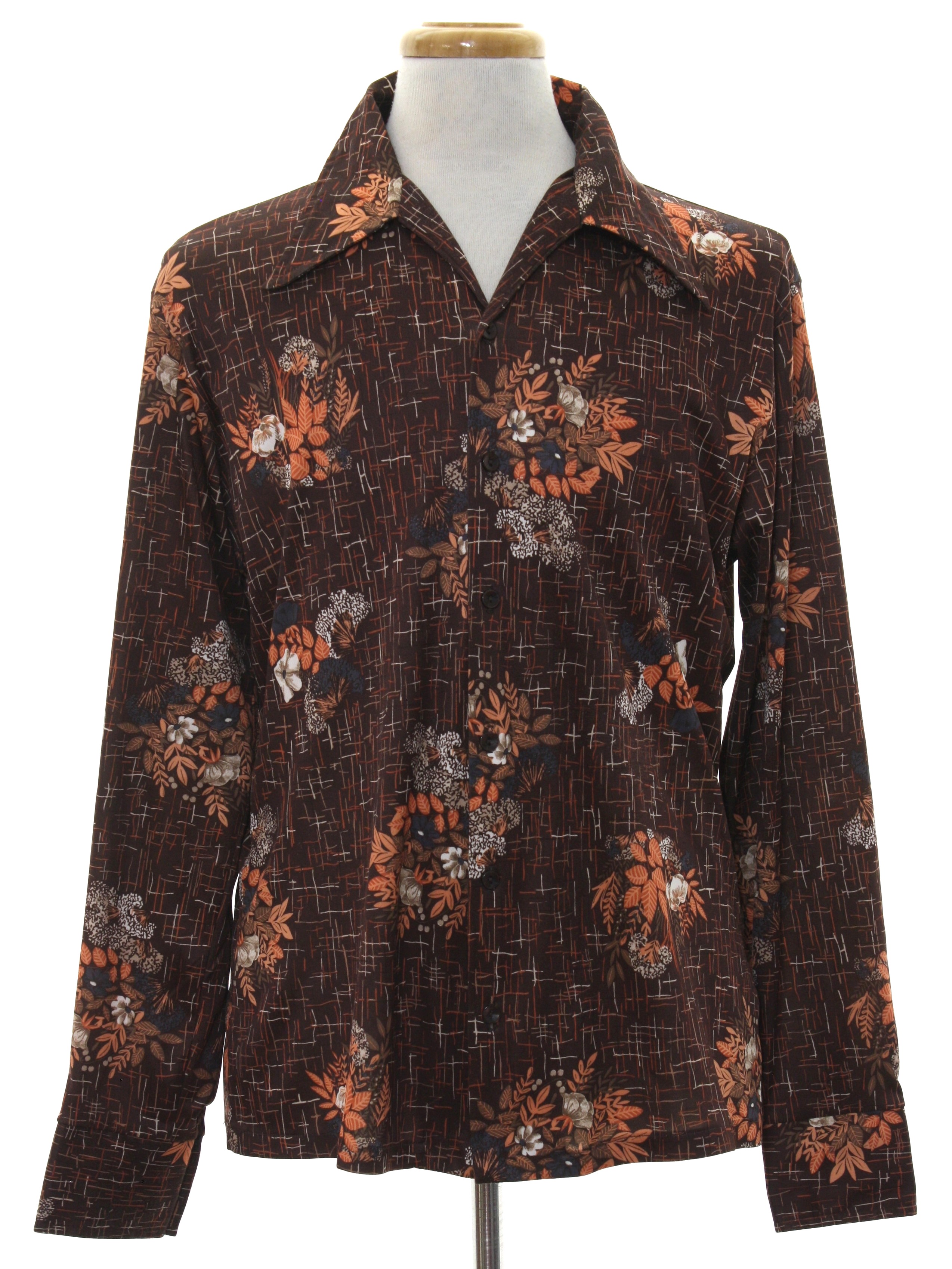 70s Print Disco Shirt (Care Label): 70s -Care Label- Mens dark brown ...