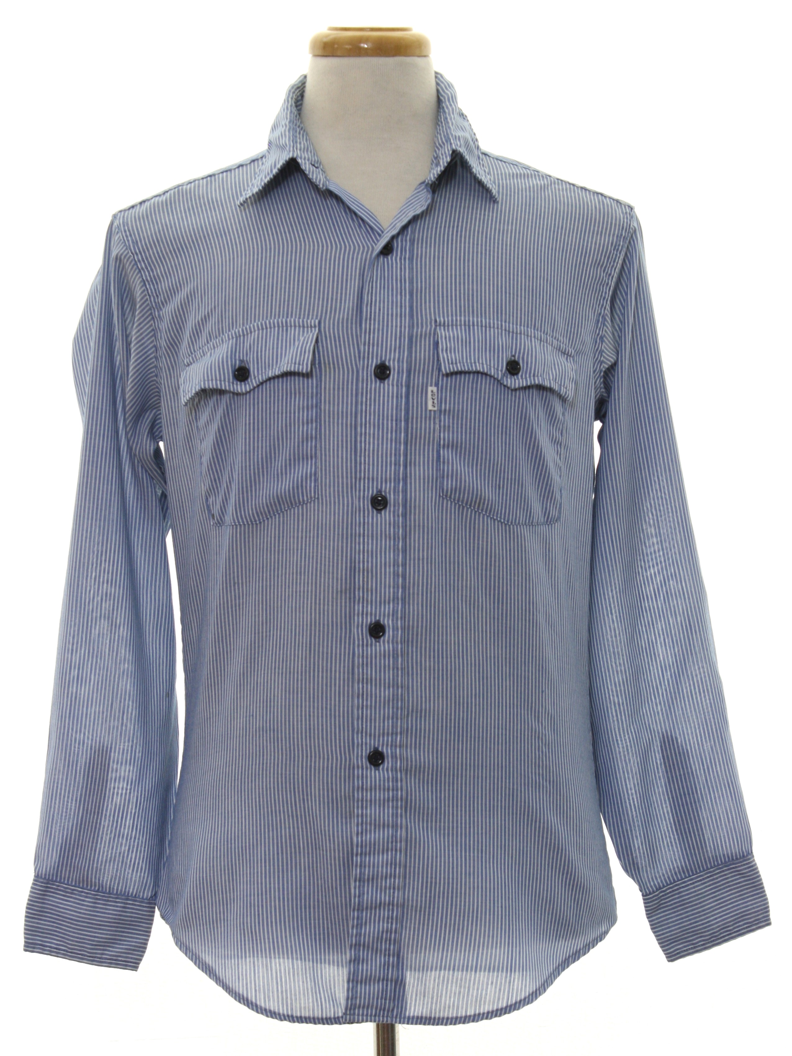 80s Retro Shirt: 80s -Levis- Mens blue and white stripe print ...