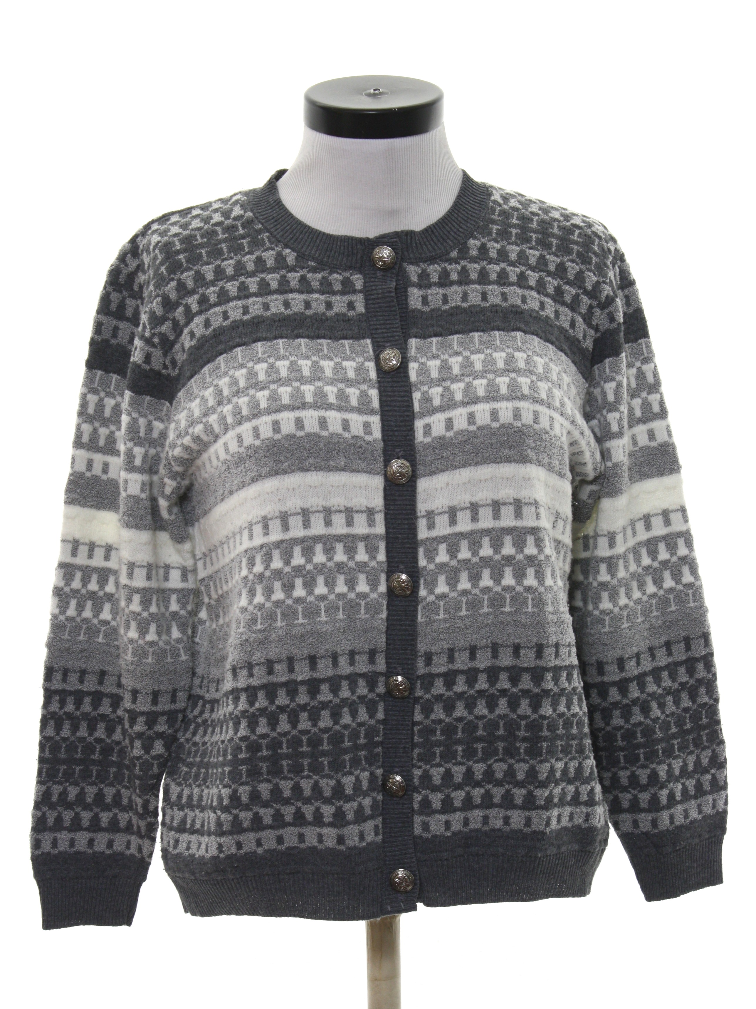 Retro Eighties Sweater: 80s -Alfred Dunner Petite- Womens heather grey ...