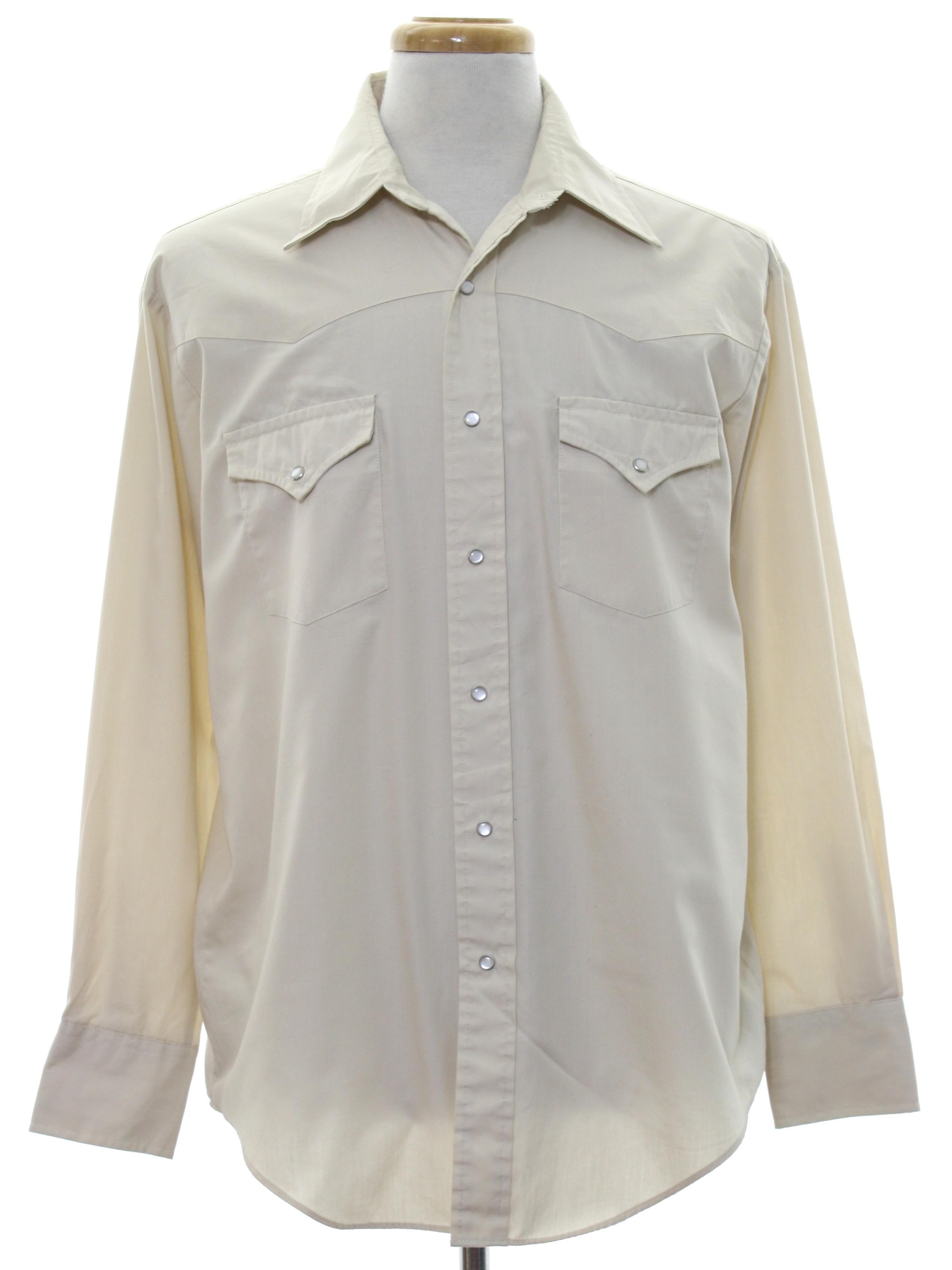 80s Retro Western Shirt: 80s -Larial- Mens Cream background polyester ...