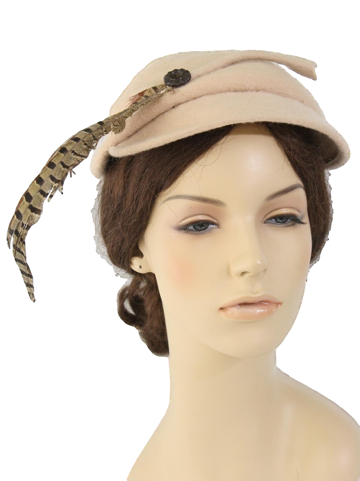 1940's Retro Hat: 40s -Doeskin Wool- Womens beige cream napped outer ...