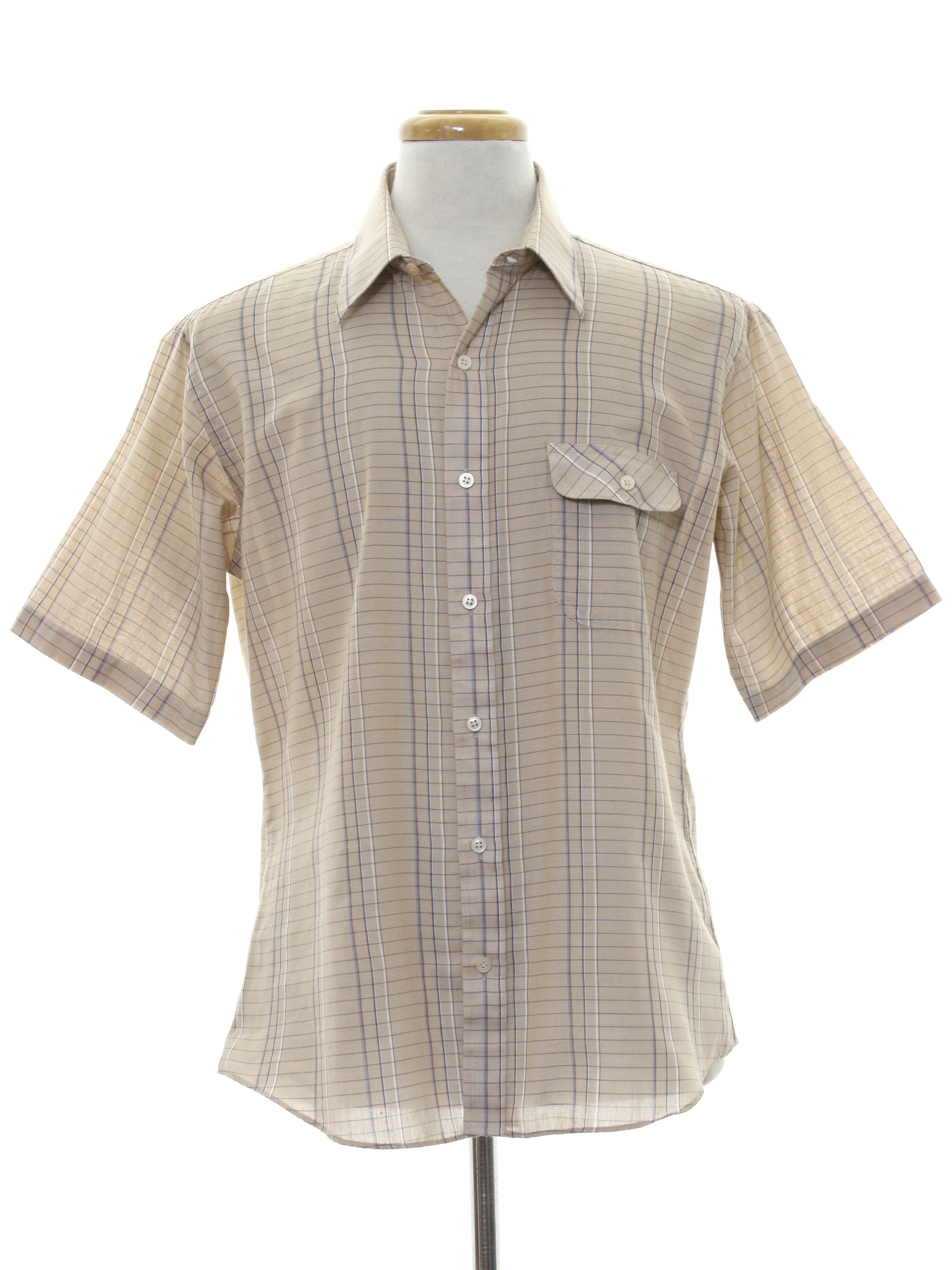 Arrow Brigade 1980s Vintage Shirt: 80s -Arrow Brigade- Mens tan with ...