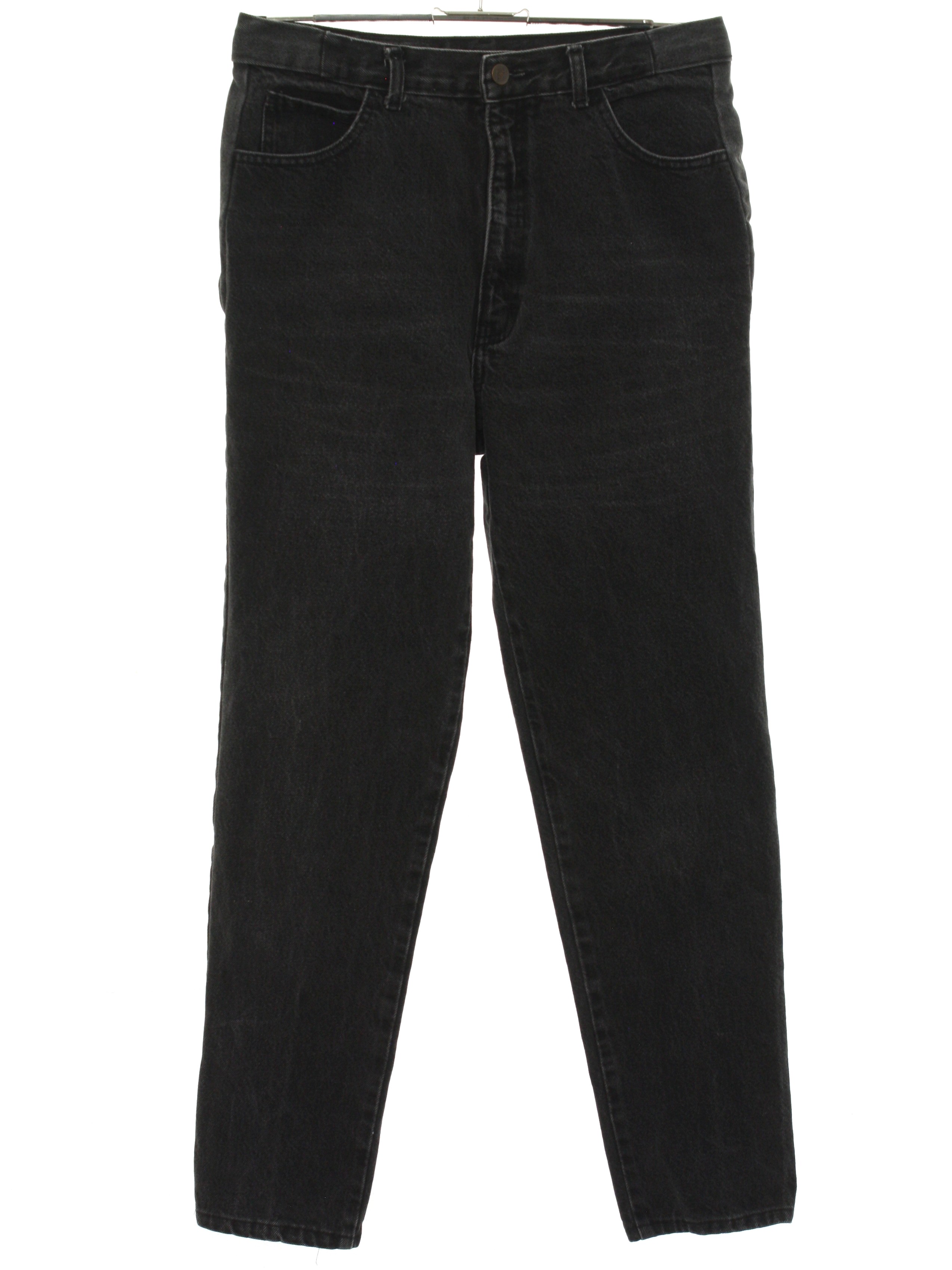 1980's Vintage SOS Pants: 80s -SOS- Womens slightly faded black cotton ...