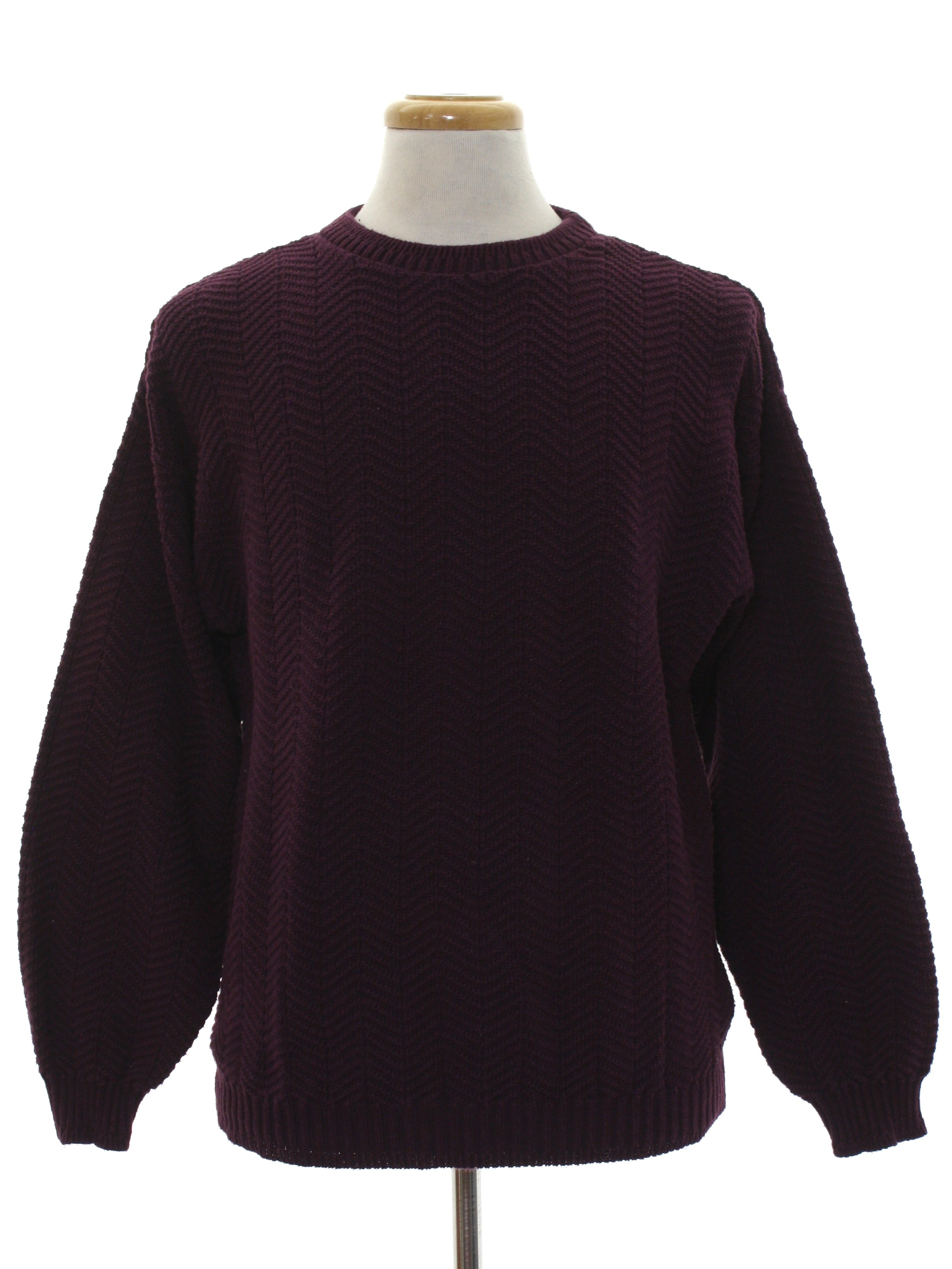 Retro 90's Sweater: 90s -Trader Bay- Mens dark plum cotton pullover ...