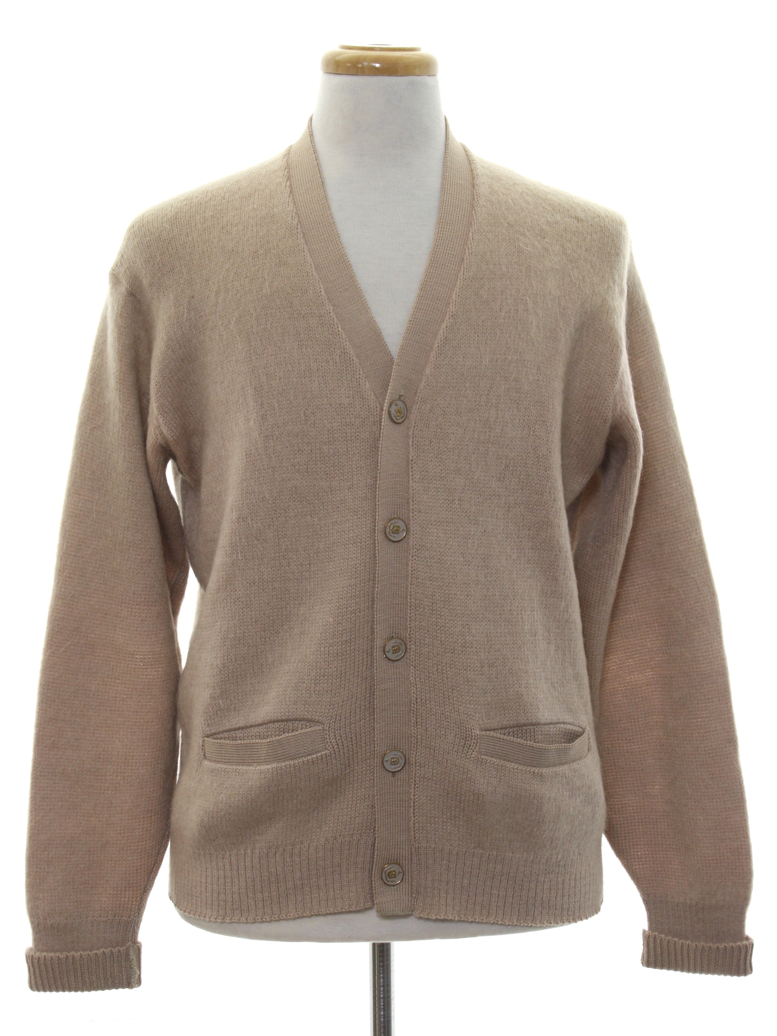 Retro 1950s Caridgan Sweater: 50s -Glasgo- Mens light tan background ...