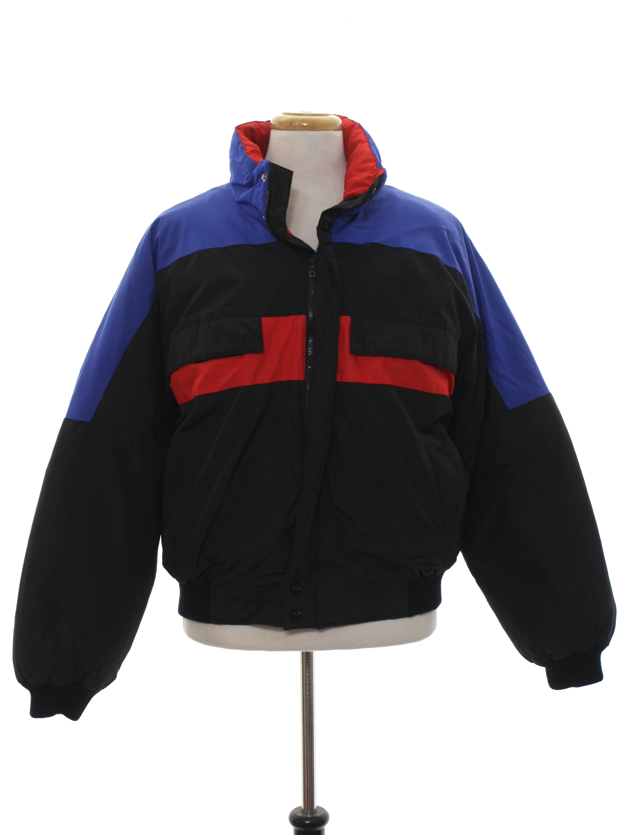 1980s Vintage Jacket: 80s -Powderdown Ski Wear- Mens black, red and ...