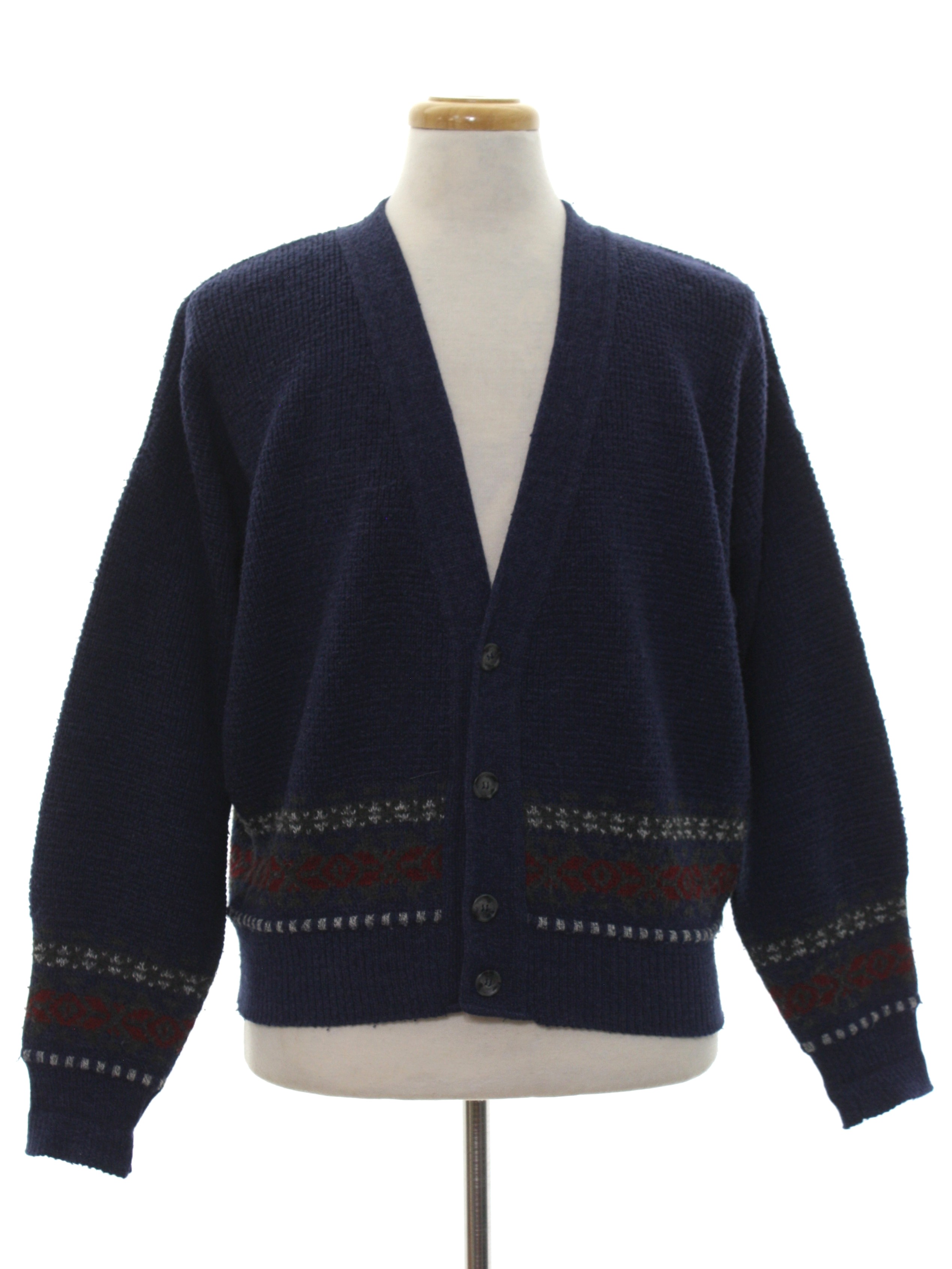 Retro Eighties Caridgan Sweater: 80s -John Ashford Made in Italy- Mens ...