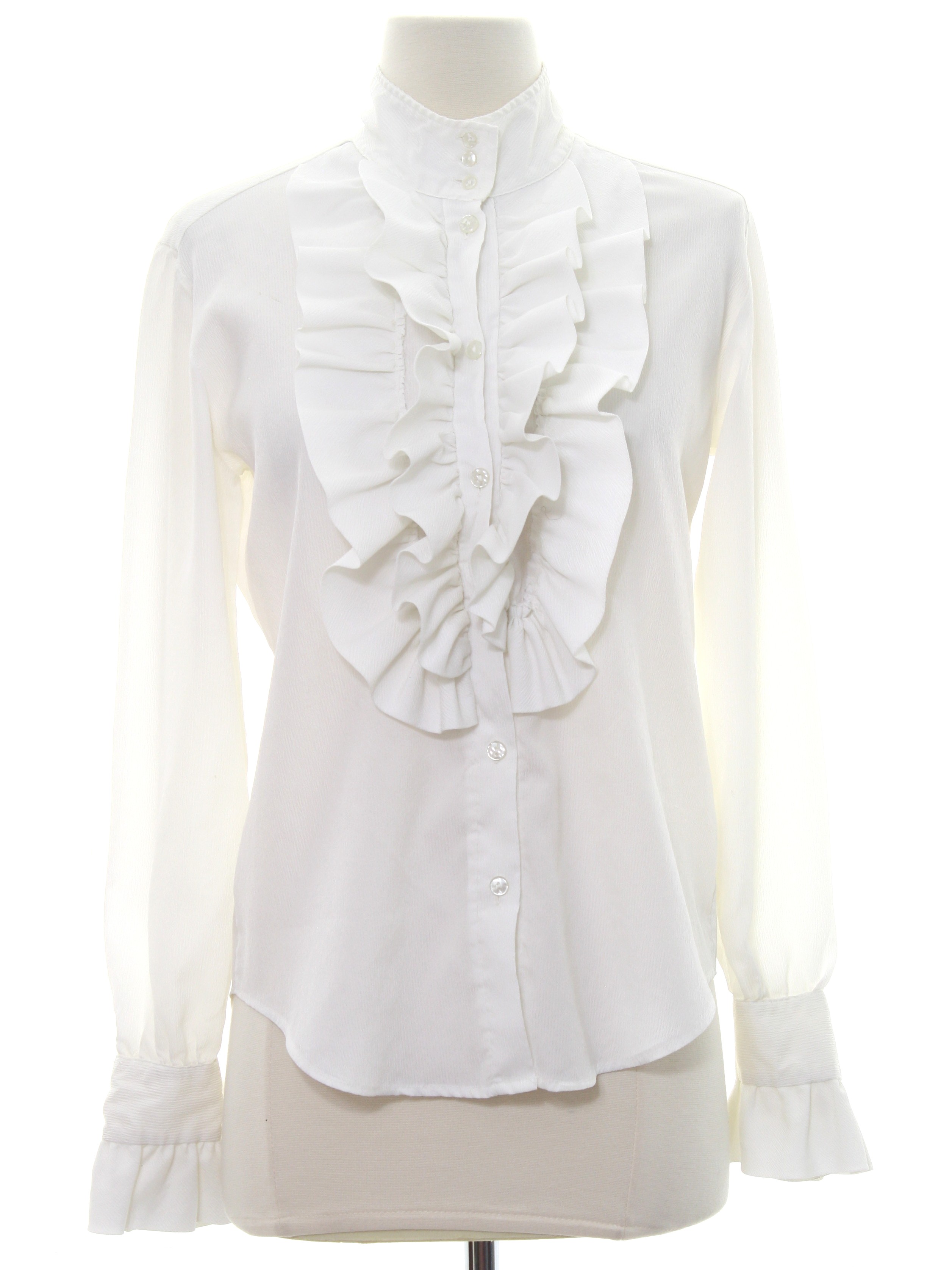 80s Shirt (Carol Brent): 80s -Carol Brent- Womens white polyester crepe ...