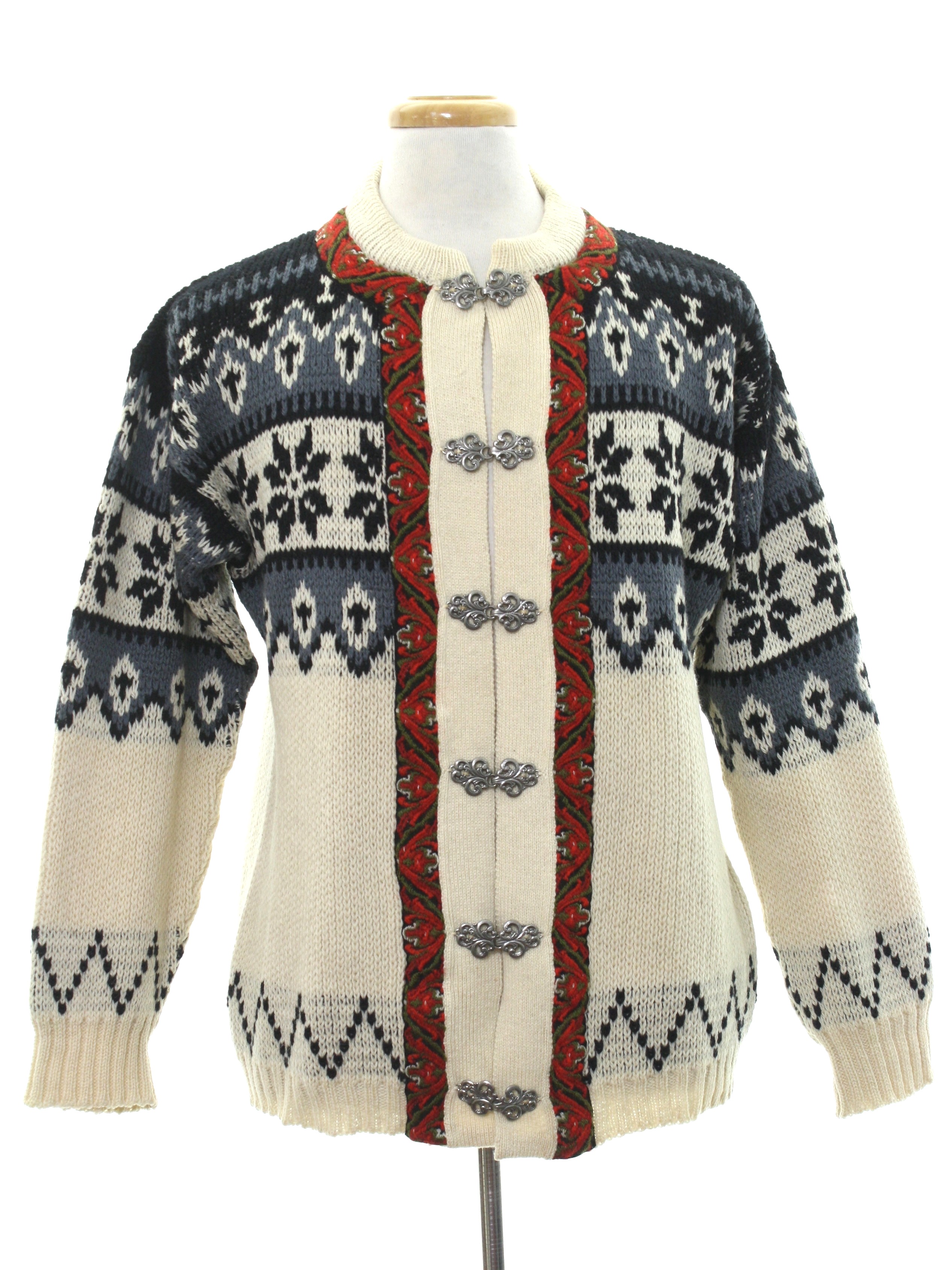Retro Eighties Sweater: 80s -Kaare Giese- Mens winter white, black, and ...